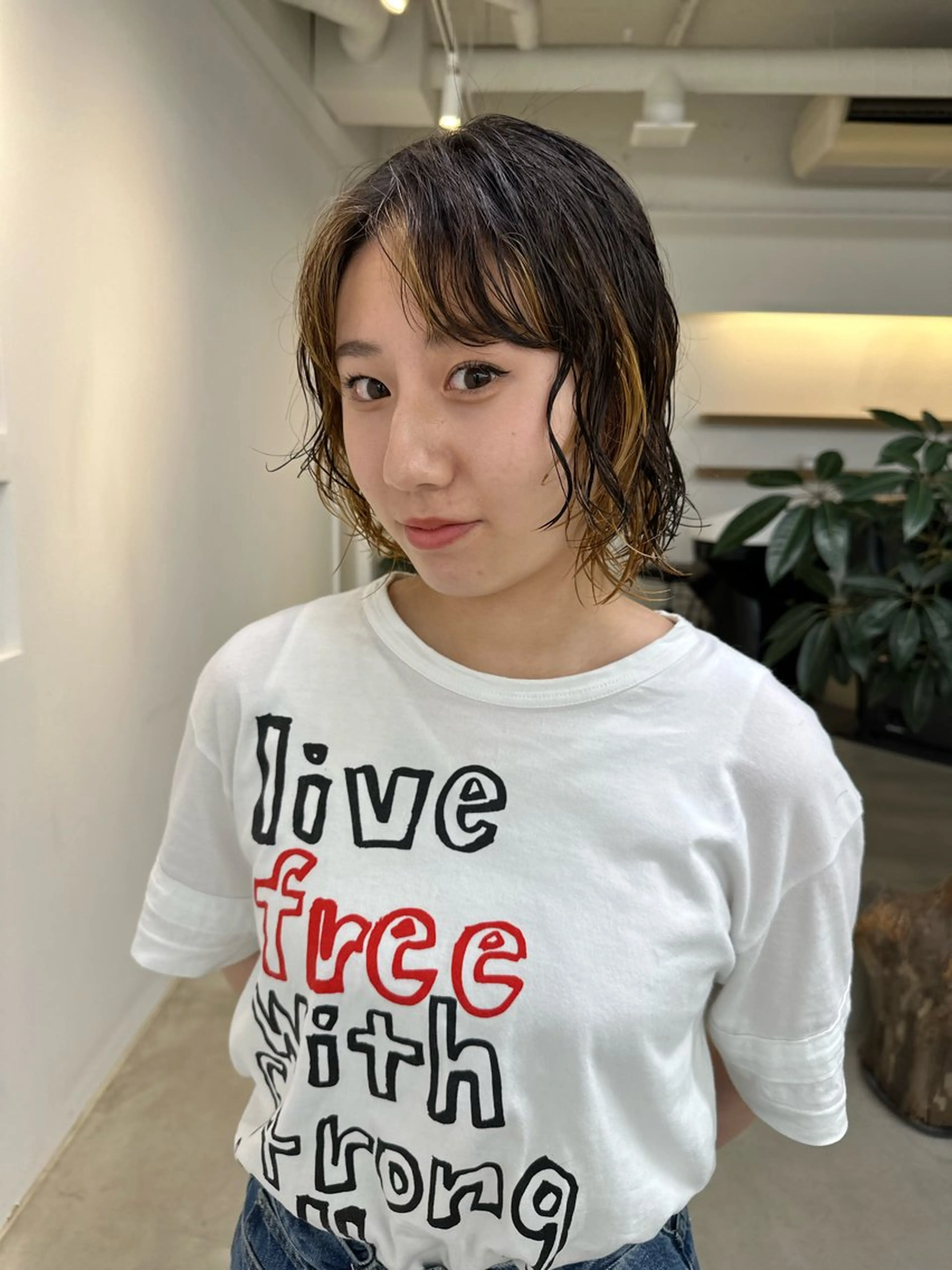 ミディアム パーマ パーマ 岩戸 新のヘアスタイル