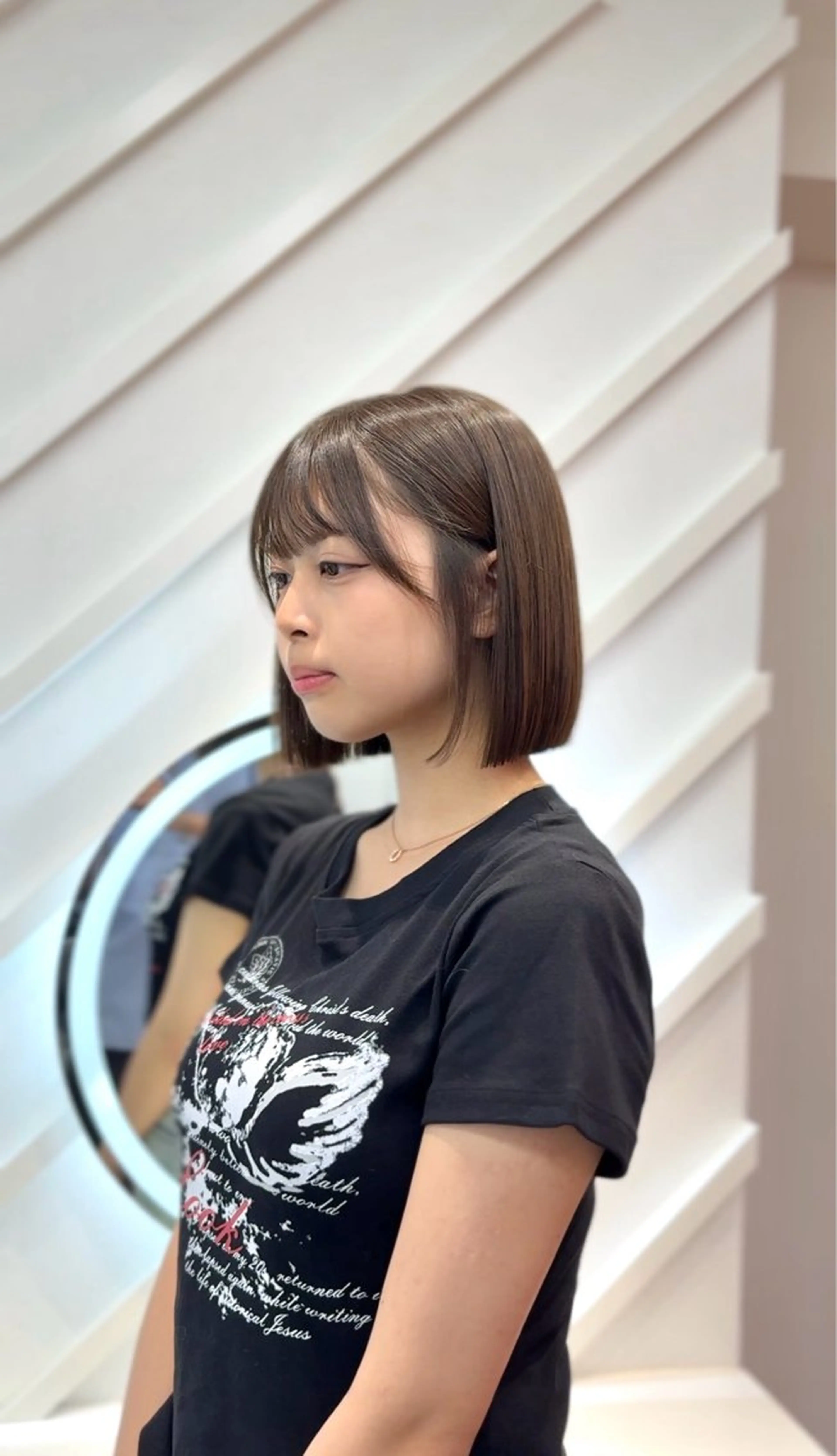 ミディアム カラー カット 縮毛矯正 トリートメント 山崎/ボブ縮毛矯正 レイヤー髪質改善のヘアスタイル