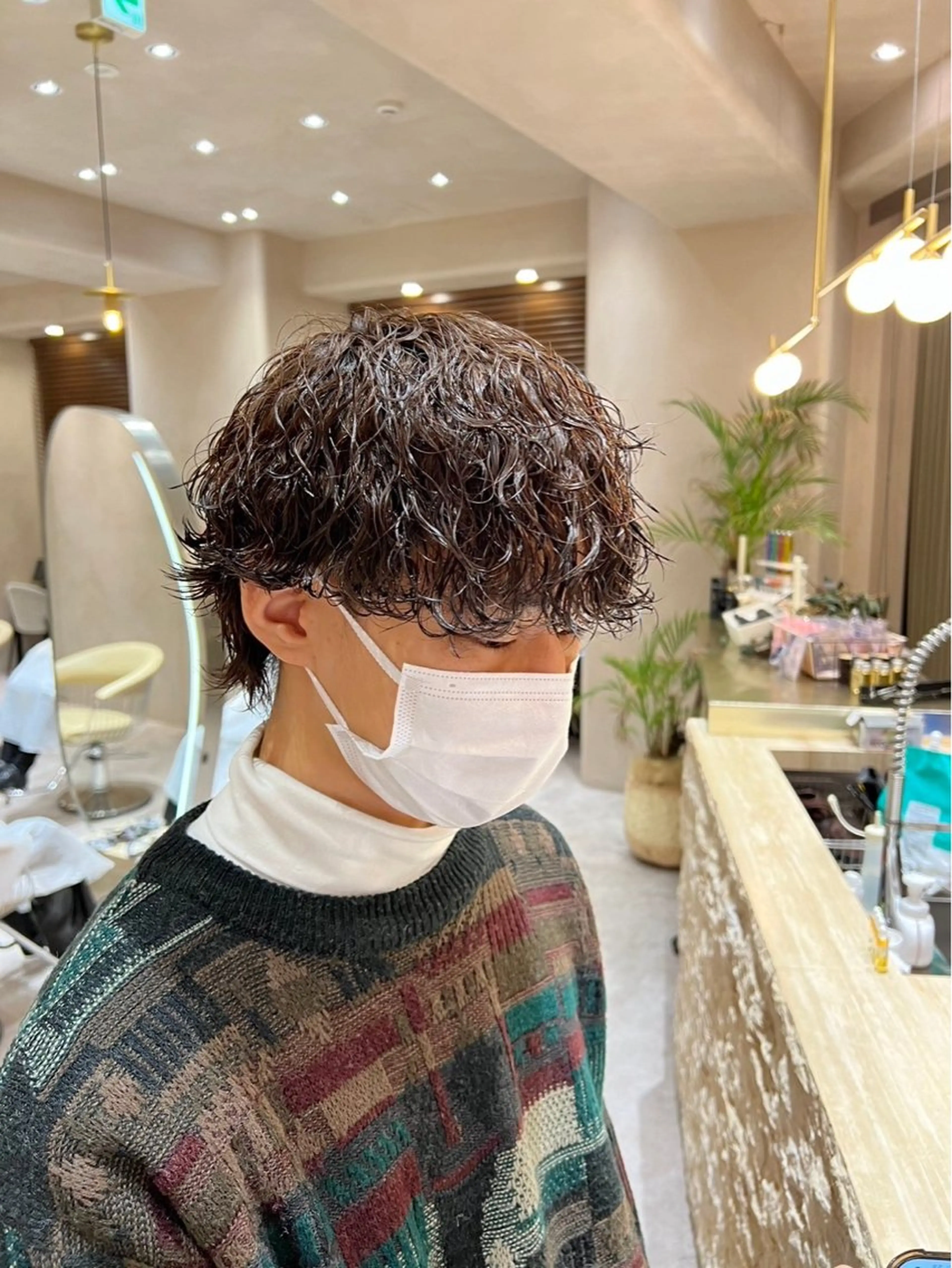 パーマ メンズ メンズパーマ 波巻きパーマ レイヤー/ベージュ ヒヨリ/渋谷のヘアスタイル