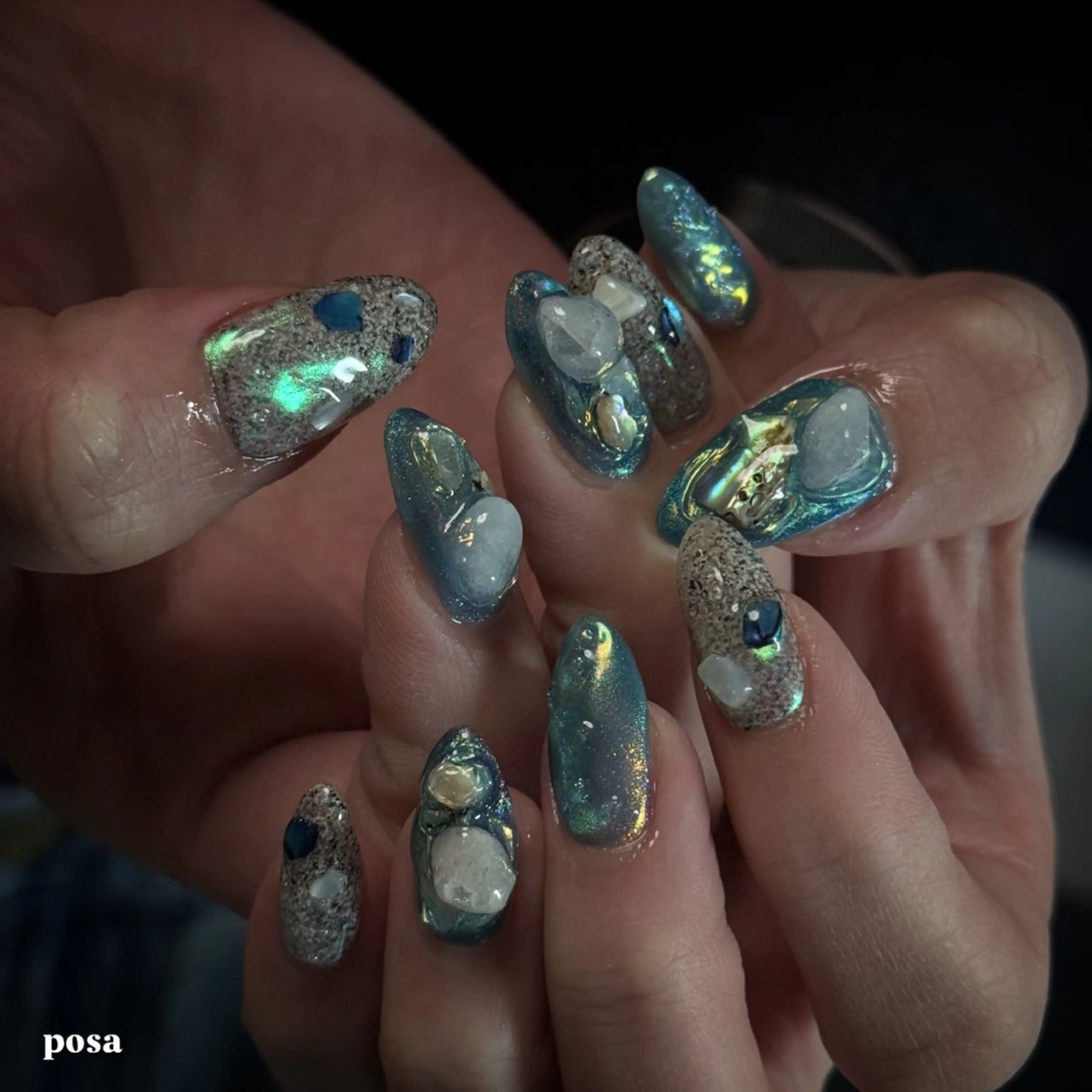 ネイル オーロラネイル シンプルネイル ハンドネイル posa nail モエミのネイルデザイン