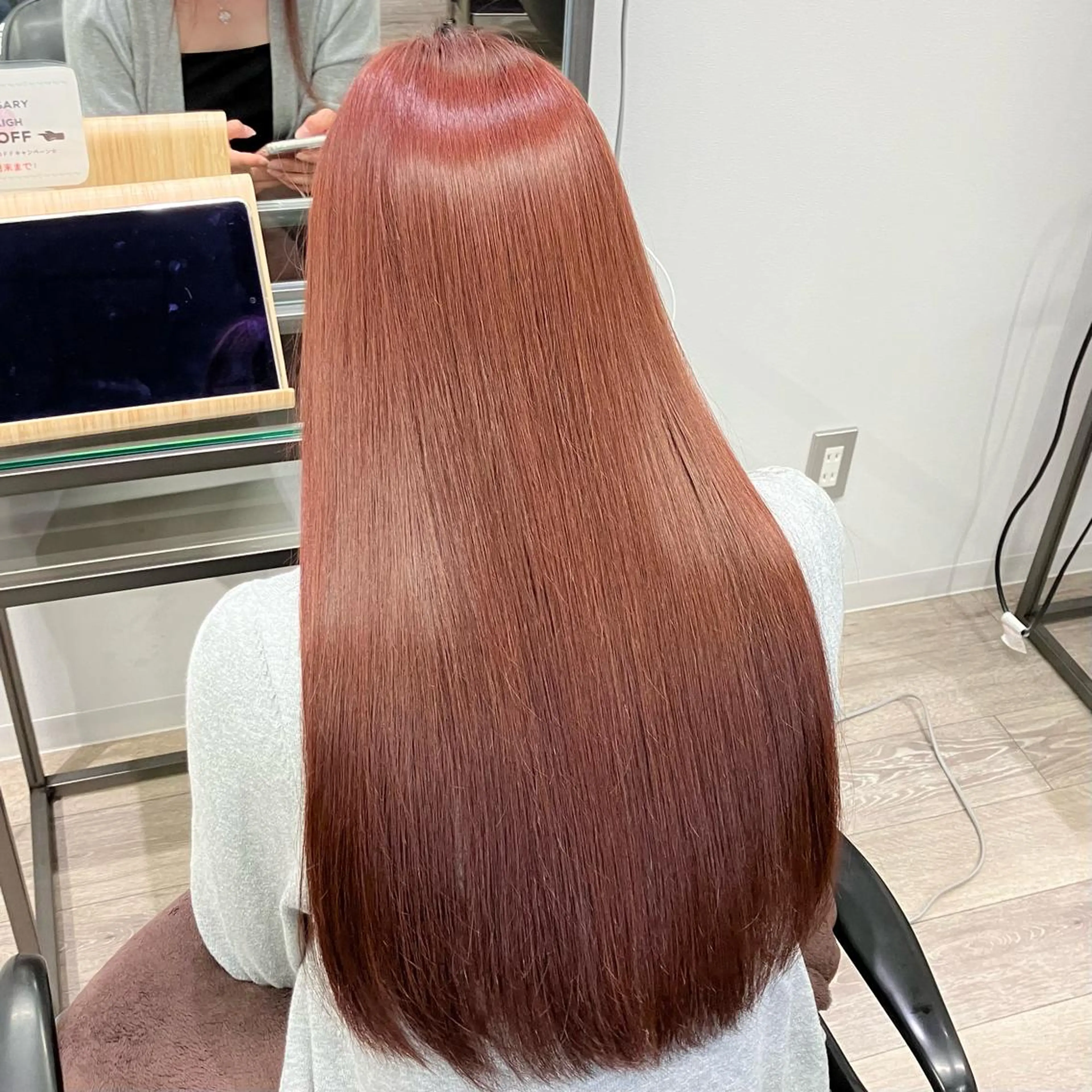 ロング カラー ブリーチ ブリーチなしカラー ピンクカラー 髪質改善/縮毛矯正 /美髪カラー/こてのヘアスタイル