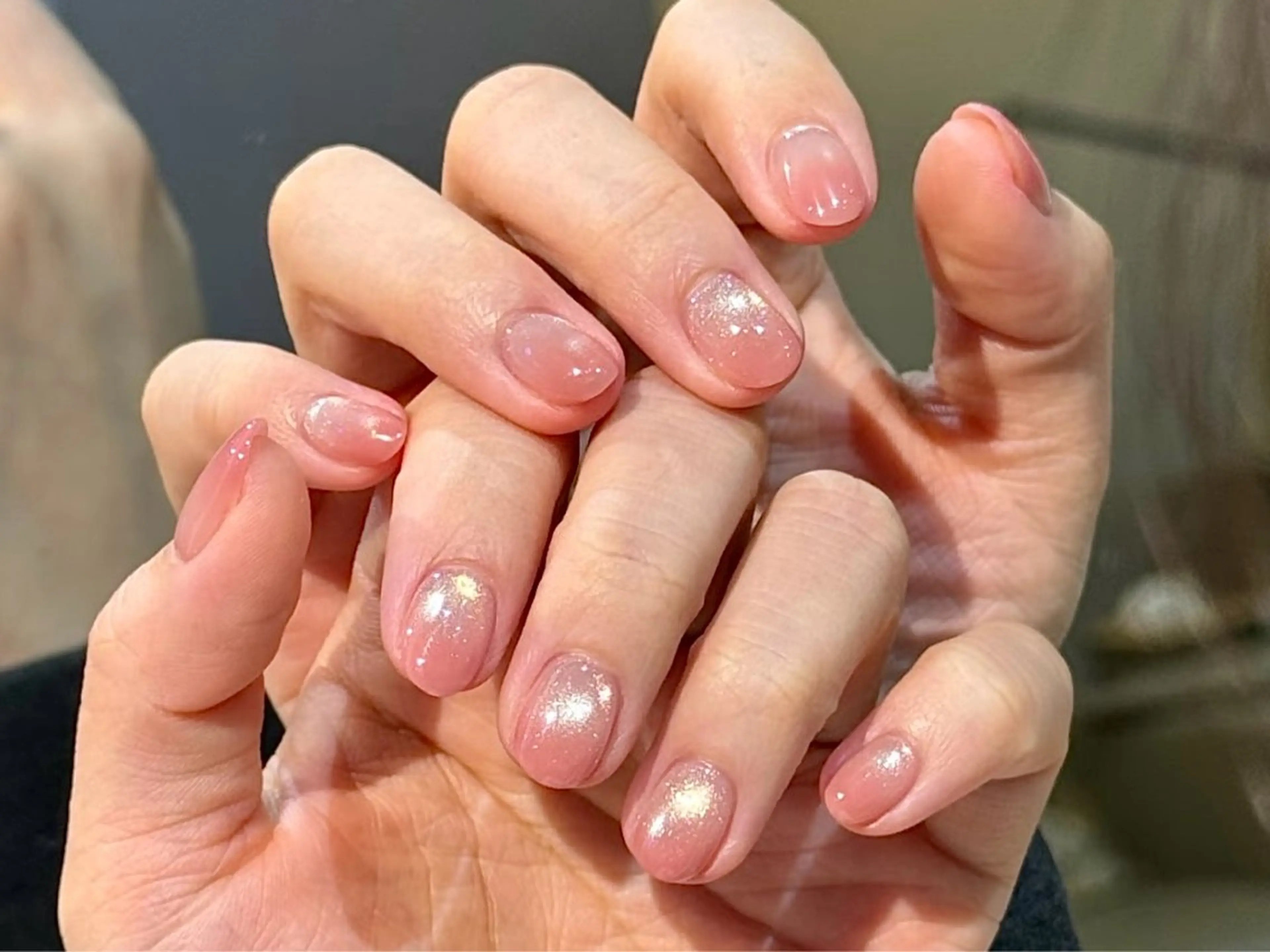 ネイル アートネイル オーロラネイル チークネイル クリアネイル 長さ出し ハンドネイル ElunNail エランネイル池袋のネイルデザイン