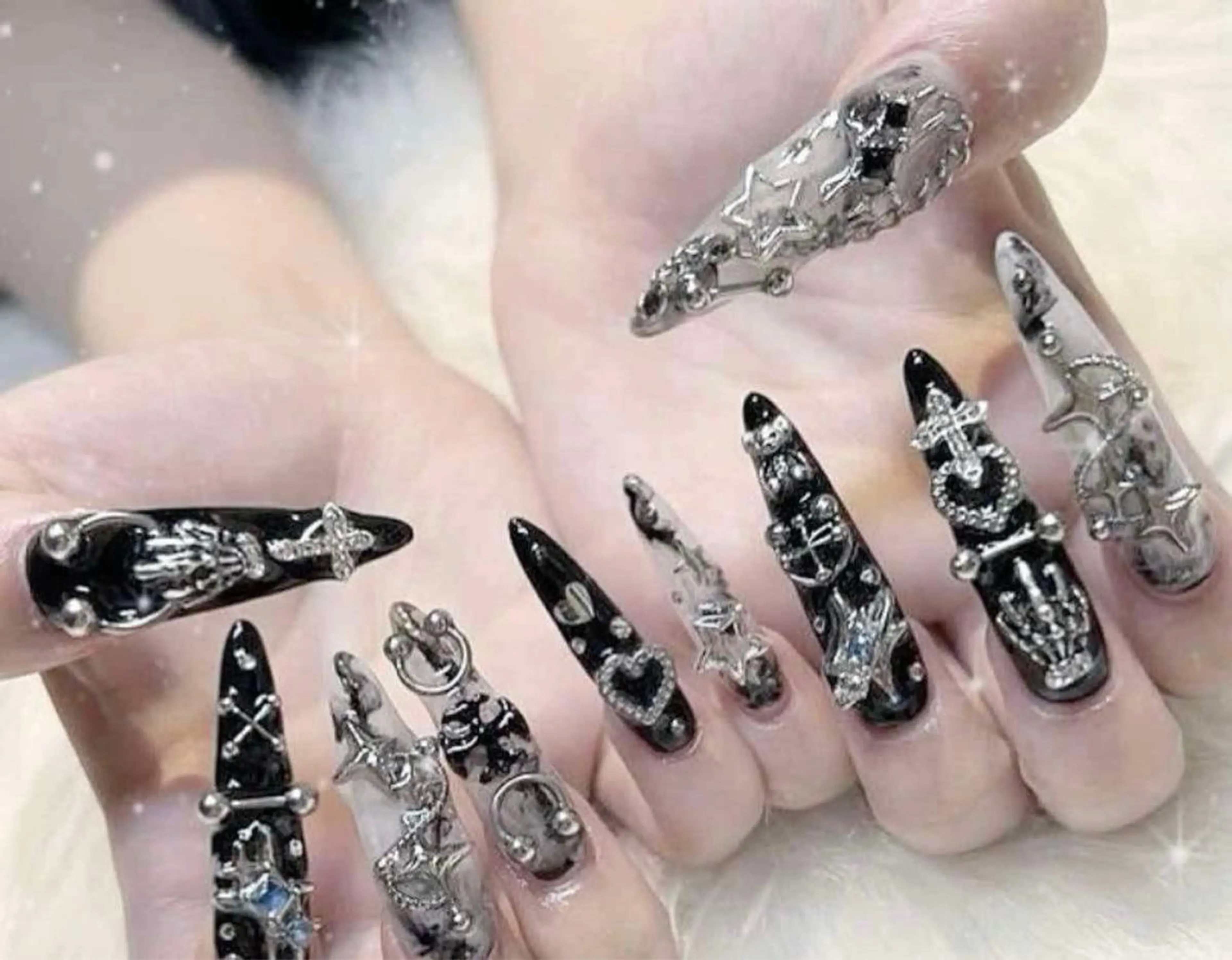 ネイル 長さ出し グラデーション キラキラネイル マグネットネイル ミラーネイル Lee Nails チップ長さだし専門店のネイルデザイン