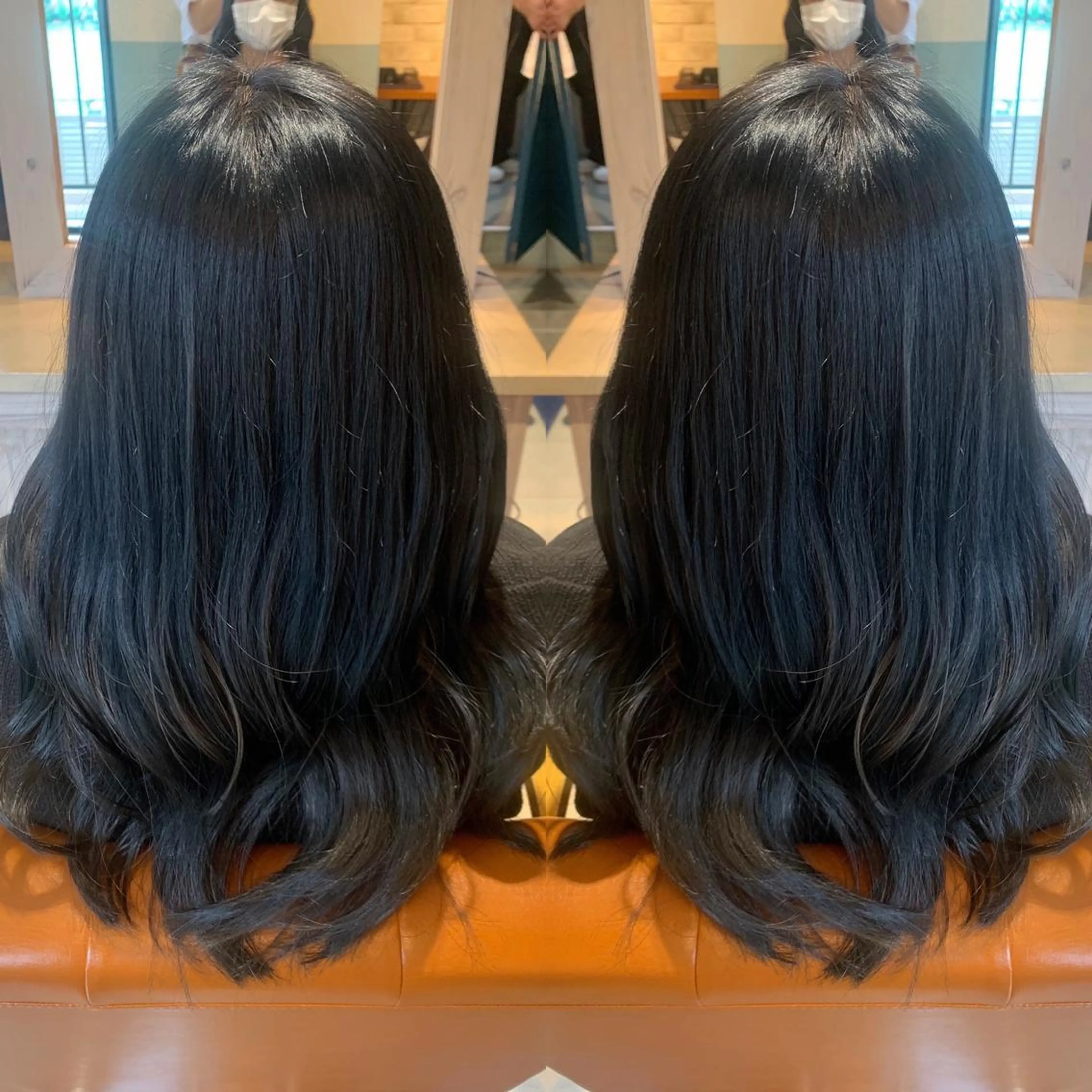 セミロング カラー ブルーカラー 韓国🇰🇷 ✂︎hair 内田愛のヘアスタイル