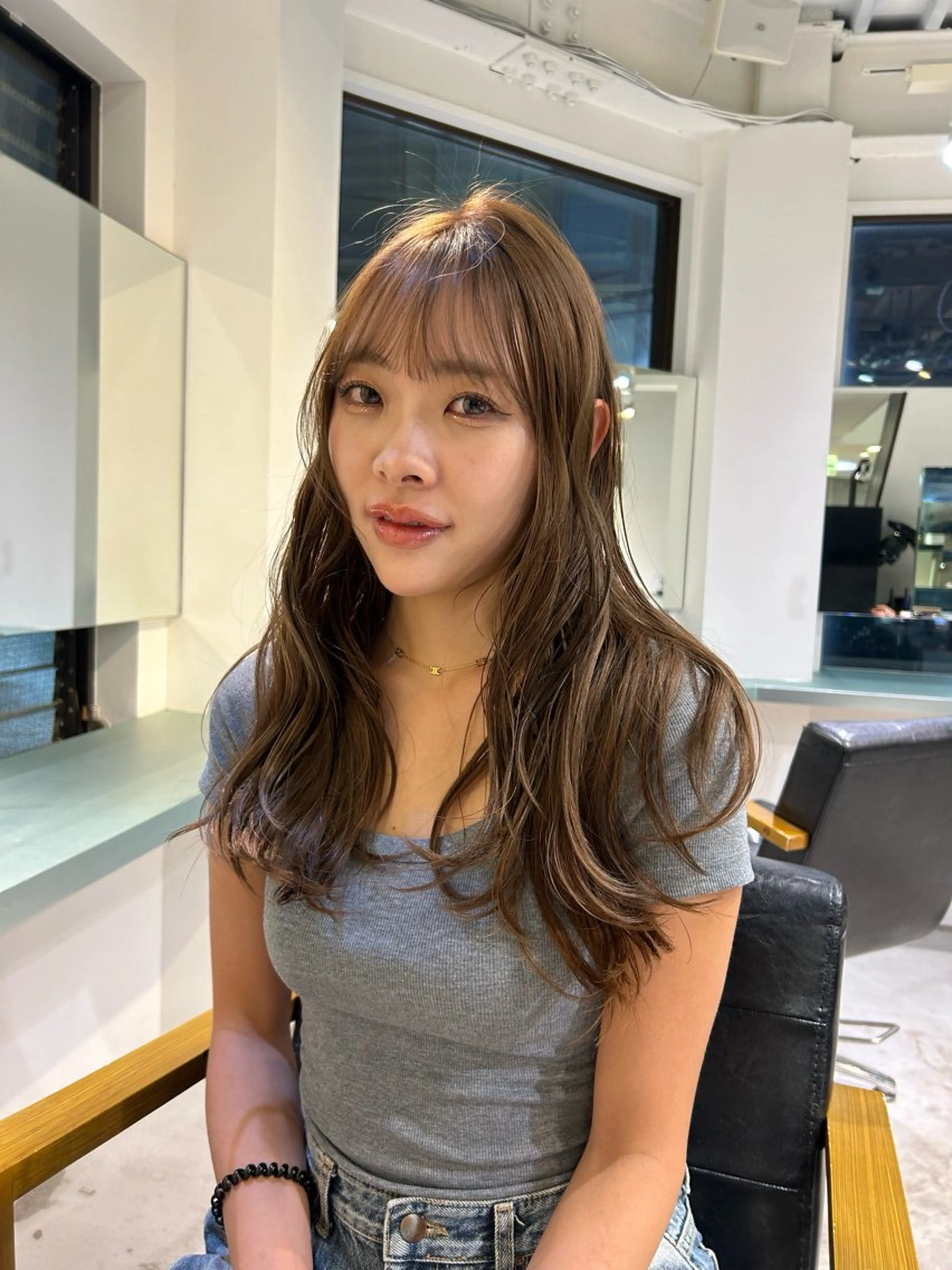 ロング カラー パーマ カット ヘアカラー レイヤー/透明感/ ブリーチなし/わかなのヘアスタイル