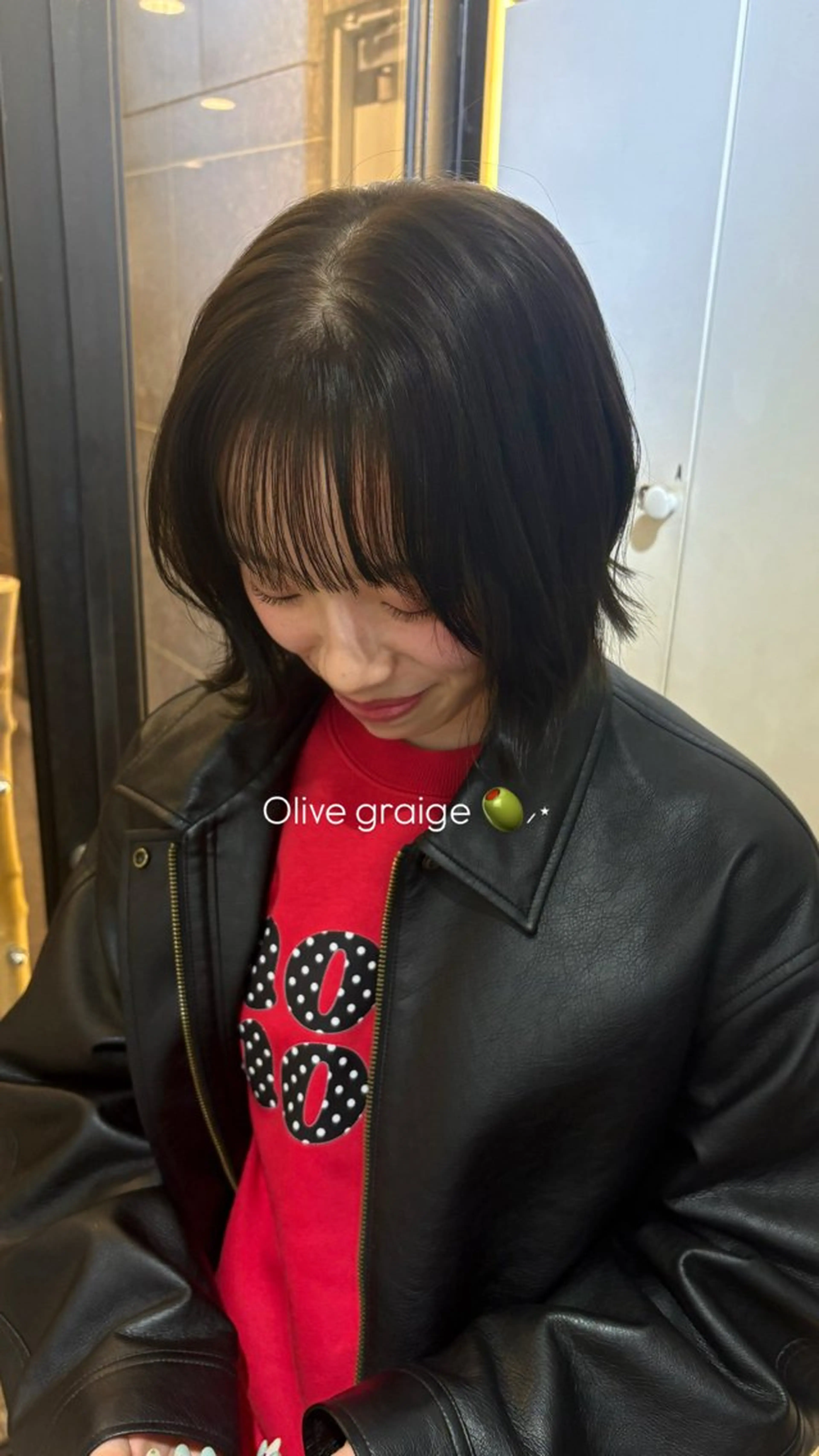 ミディアム カラー グレージュ オリーブグレージュ オリーブグレー ヘアカラー トリートメント おくにし はなのヘアスタイル