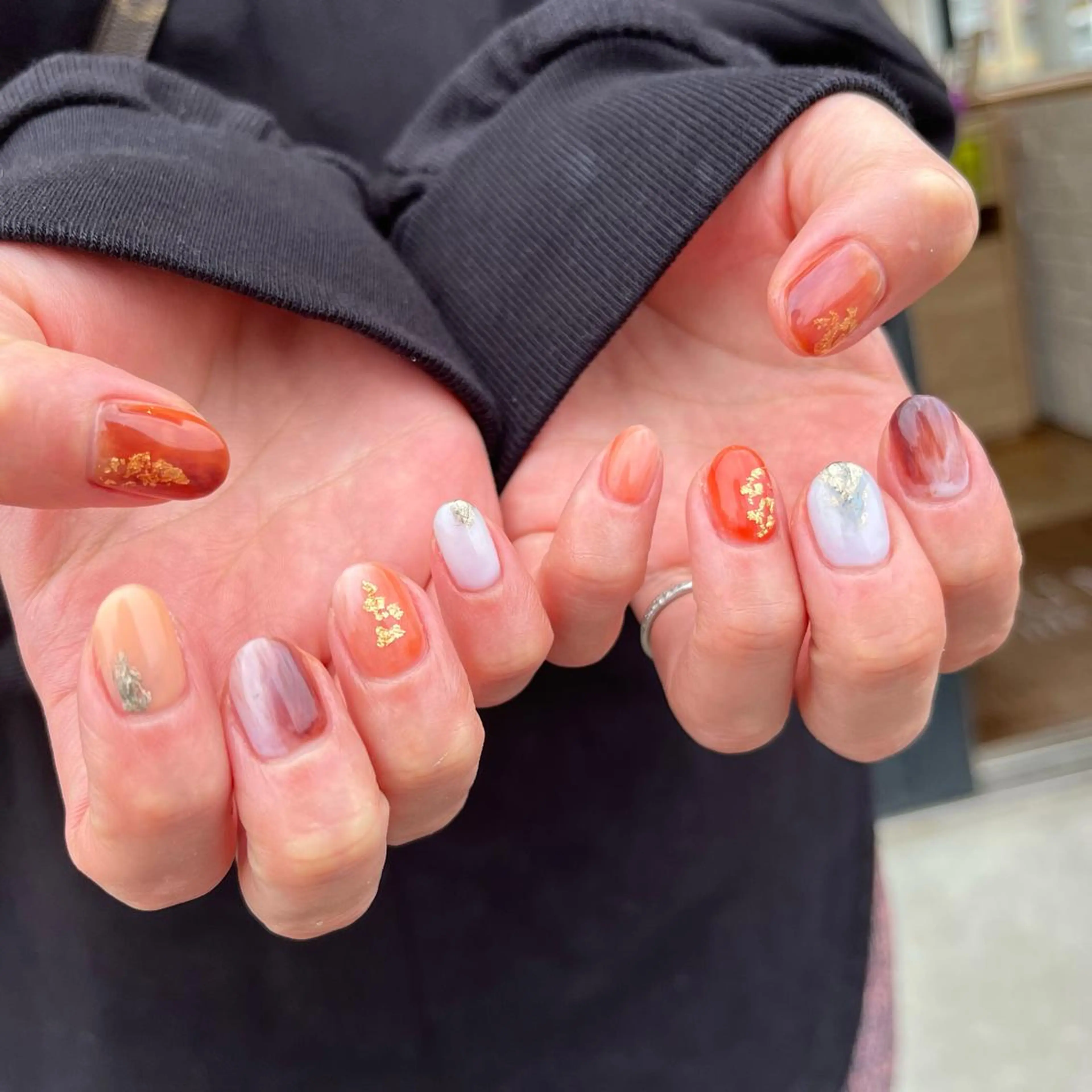 ネイル ニュアンスネイル オレンジ eri chan nailのネイルデザイン