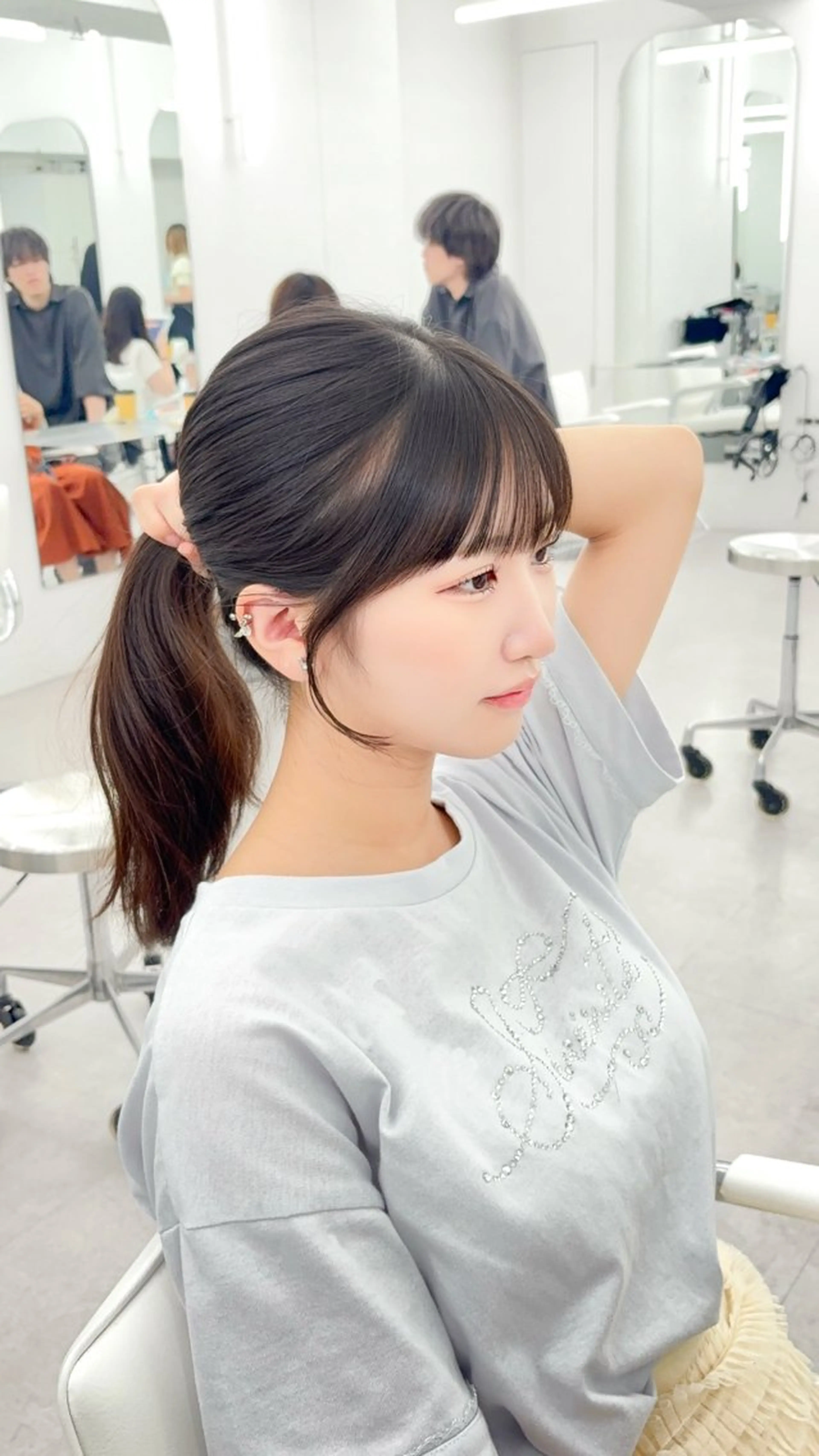 ロング カラー レイヤーカット 小顔カット カット ヘアカラー トリートメント 韓国ヘア/レイヤー/ 顔まわり足立遥奈のヘアスタイル