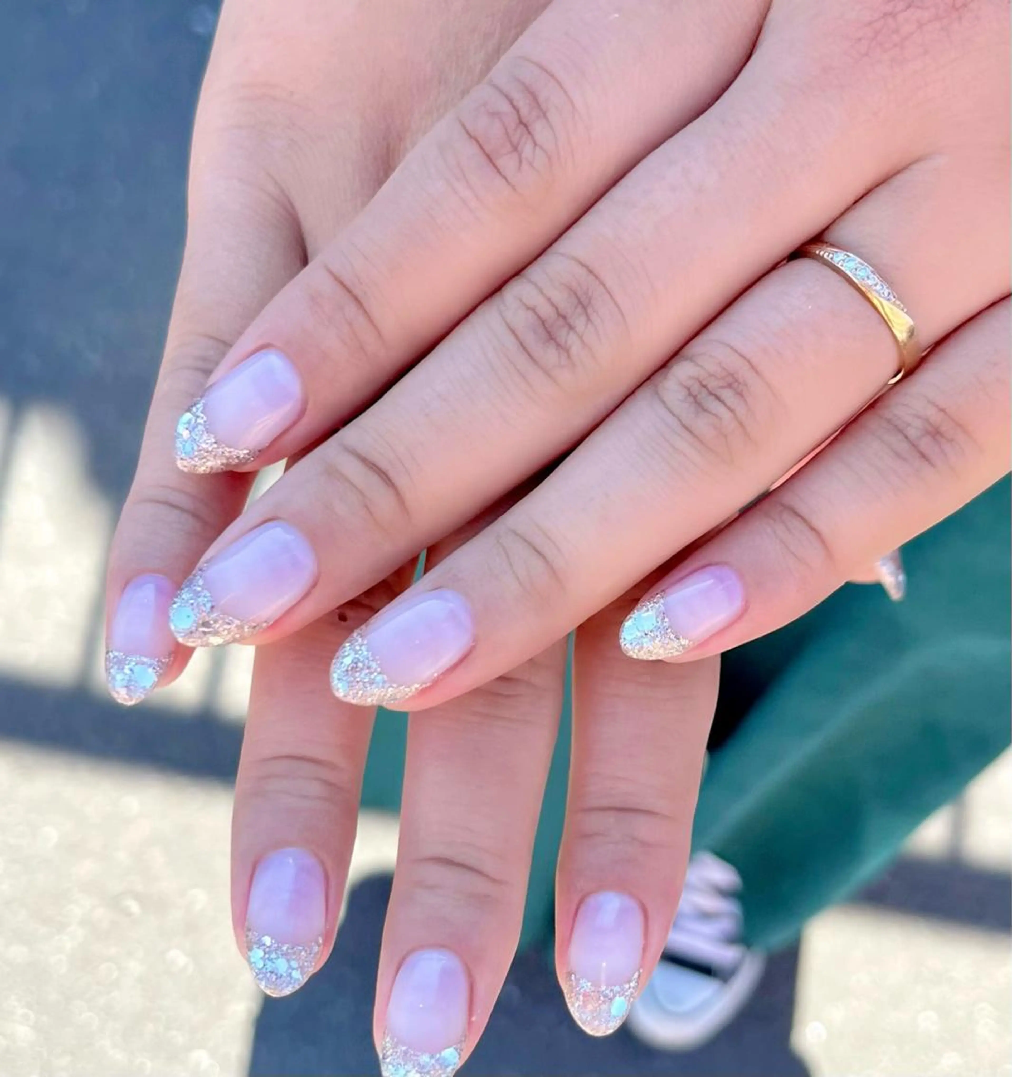 ネイル フレンチネイル ガラスフレンチ ハンドネイル Nail Salon　Ｋのネイルデザイン