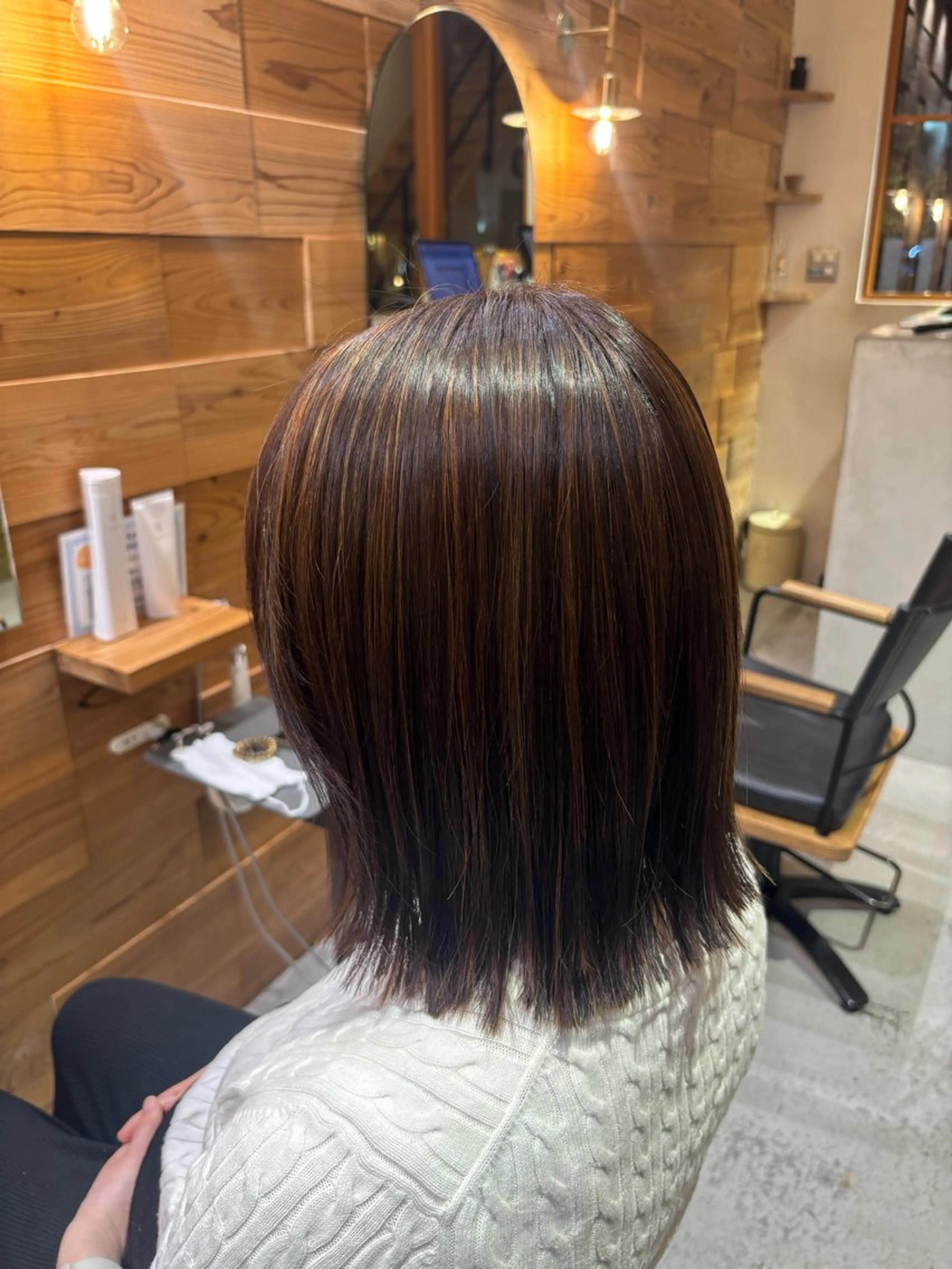 ミディアム ハイライト カット ヘアカラー トリートメント 咲月/似合わせカット /ボブ/ショートのヘアスタイル