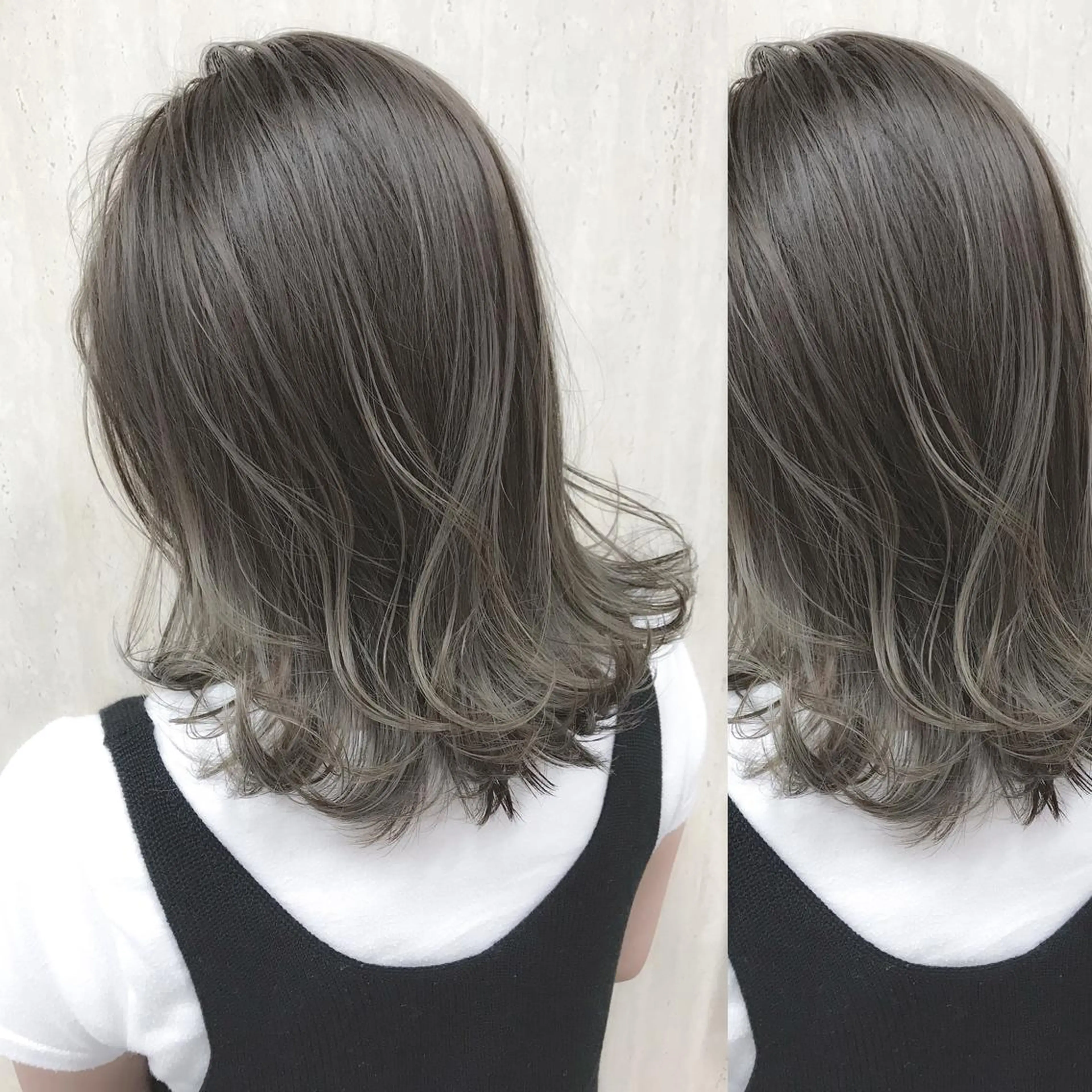 ミディアム カラー アディクシーカラー グレージュ ハイライトカラー ハイライト ヘアカラー BOX mico.のヘアスタイル