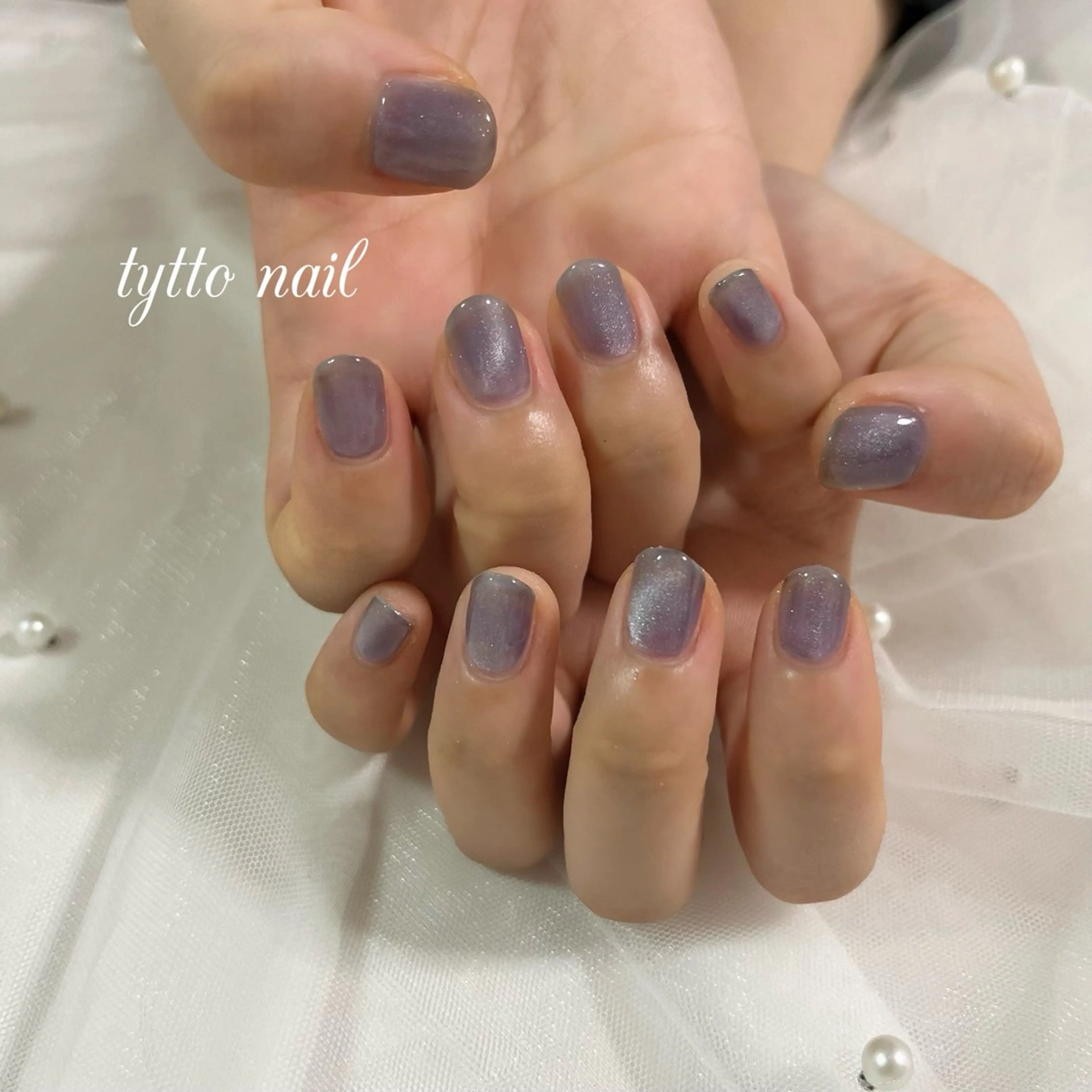 ネイル ブルー マグネットネイル オフィスネイル ワンカラーネイル シンプルネイル tytto nail ❤︎‪‪eri‪‪のネイルデザイン