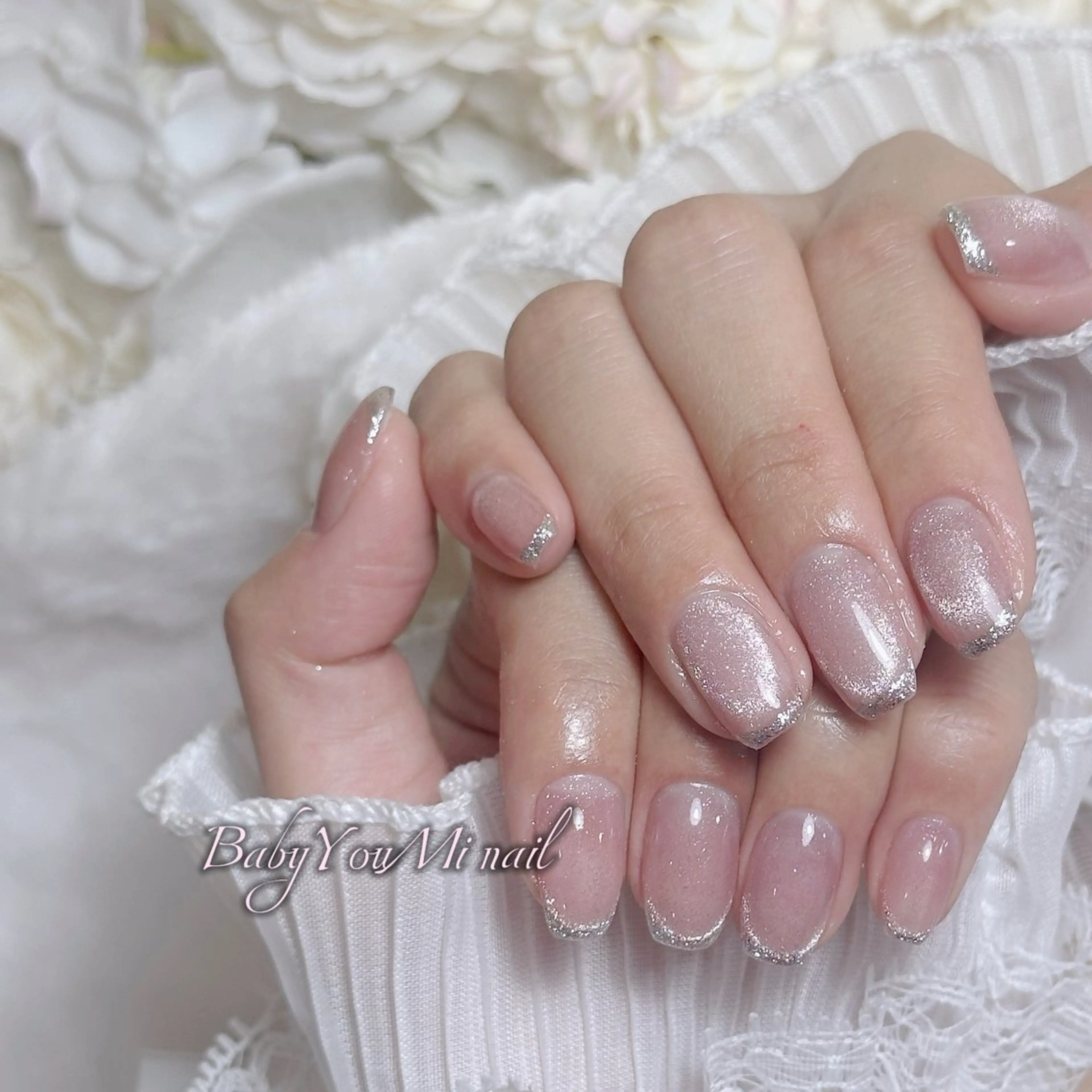 ネイル オーロラネイル 成人式 フットネイル フレンチネイル ジェルネイル ハンドネイル Oomiya 服部のネイルデザイン