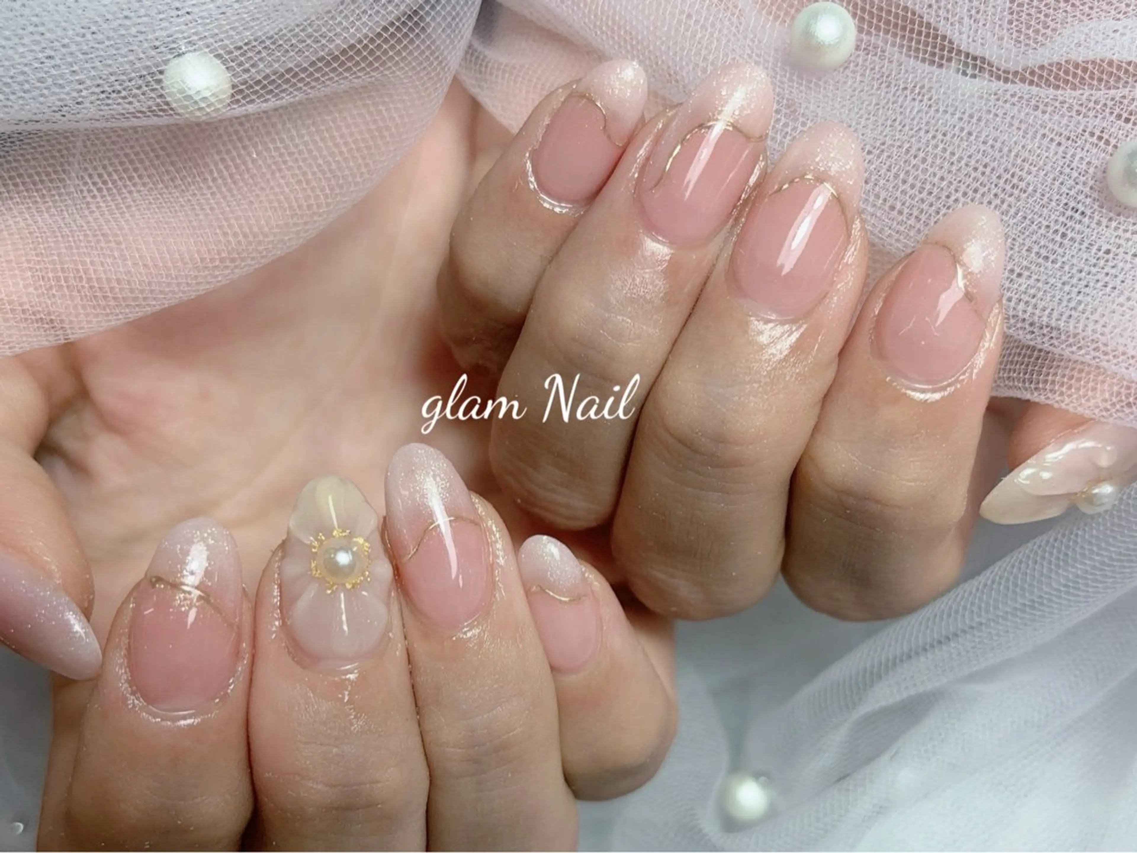 ネイル ハンドネイル エツメ💅 長さだし🎀デザインのネイルデザイン