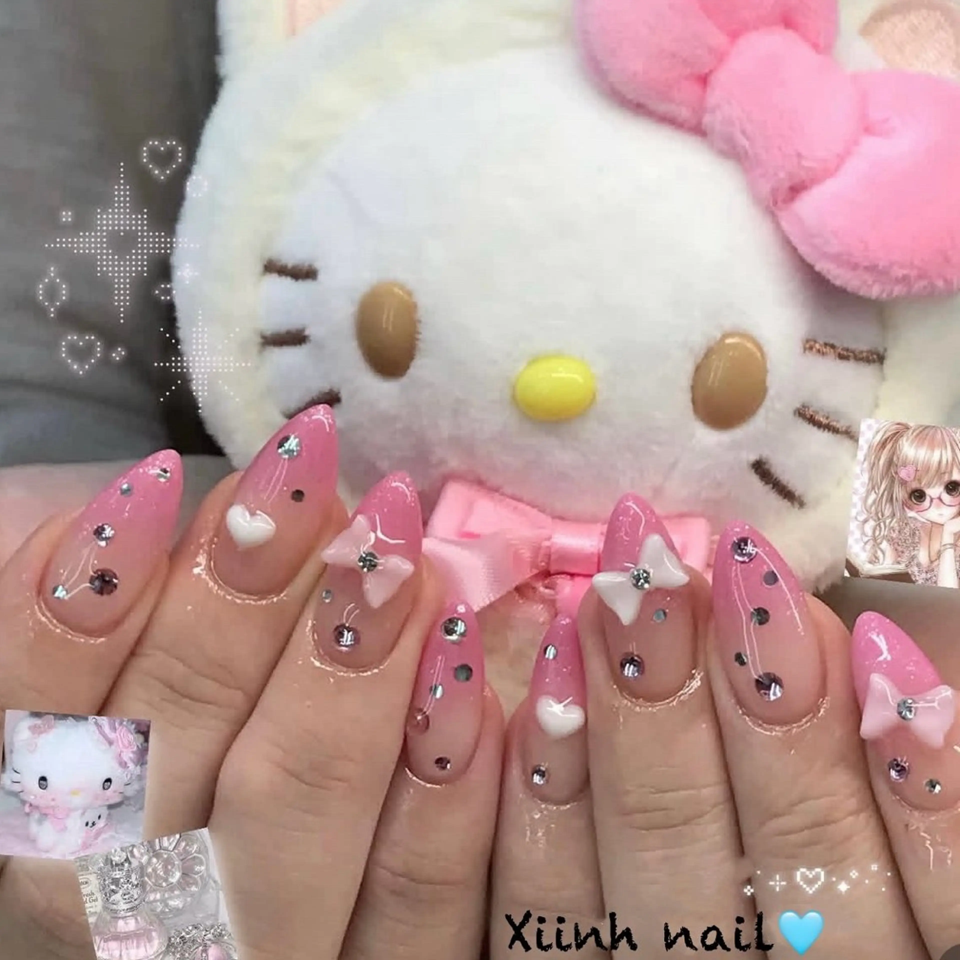 ネイル ブラウン チークネイル 桜ネイル 長さ出し フットネイル ハンドネイル XIINH NAIL SALONのネイルデザイン