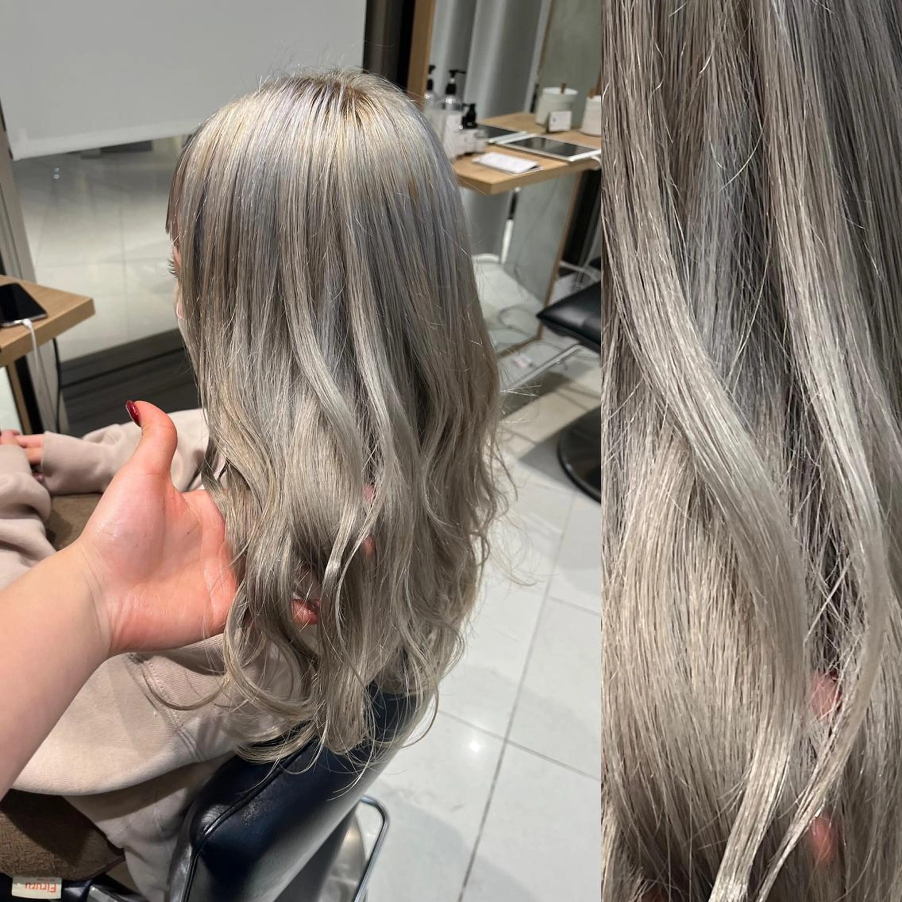 セミロング カラー ヘアアレンジ 成人式 ベージュカラー ブリーチ ブラウンカラー ケアブリーチ stylist ◎RUKI.のヘアスタイル