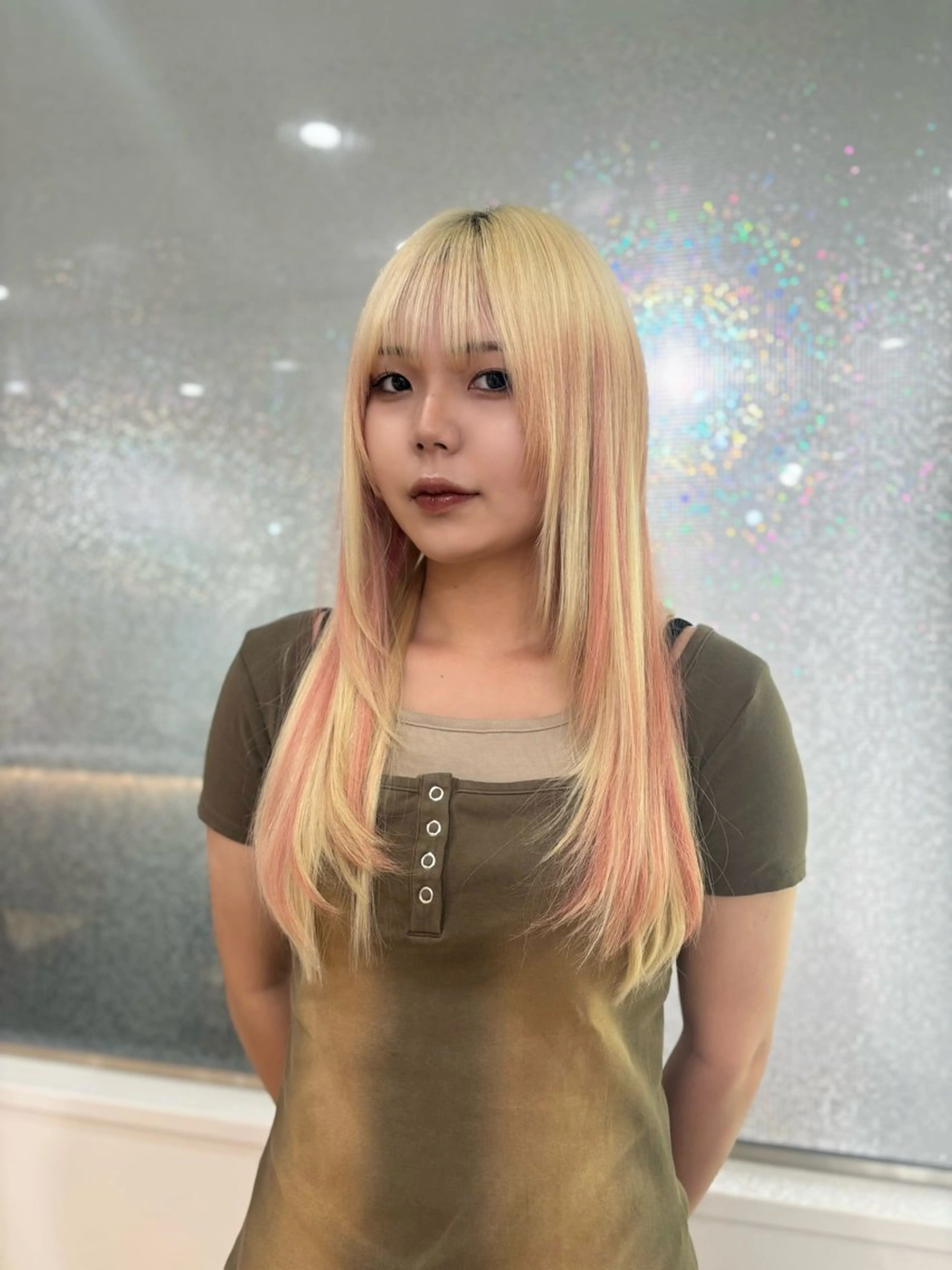 ロング ボブ エクステ 顔周りカット レイヤーカット エクステ Yuzu️🫧/艶髪 カラー/韓国ヘアのヘアスタイル