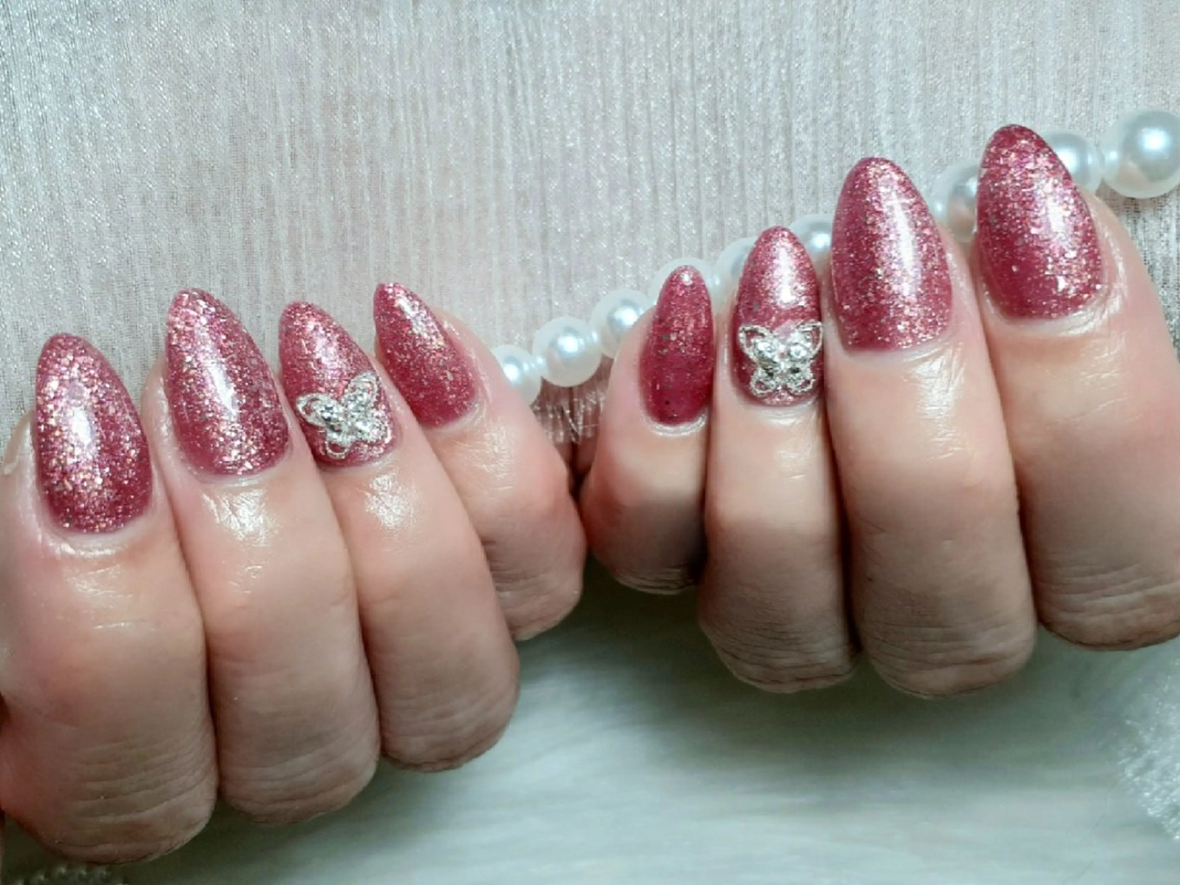 ネイル ラメ(グリッター) ワンカラーネイル ハンドネイル ハンドケア 本町/北浜peTiT saori🌼のネイルデザイン