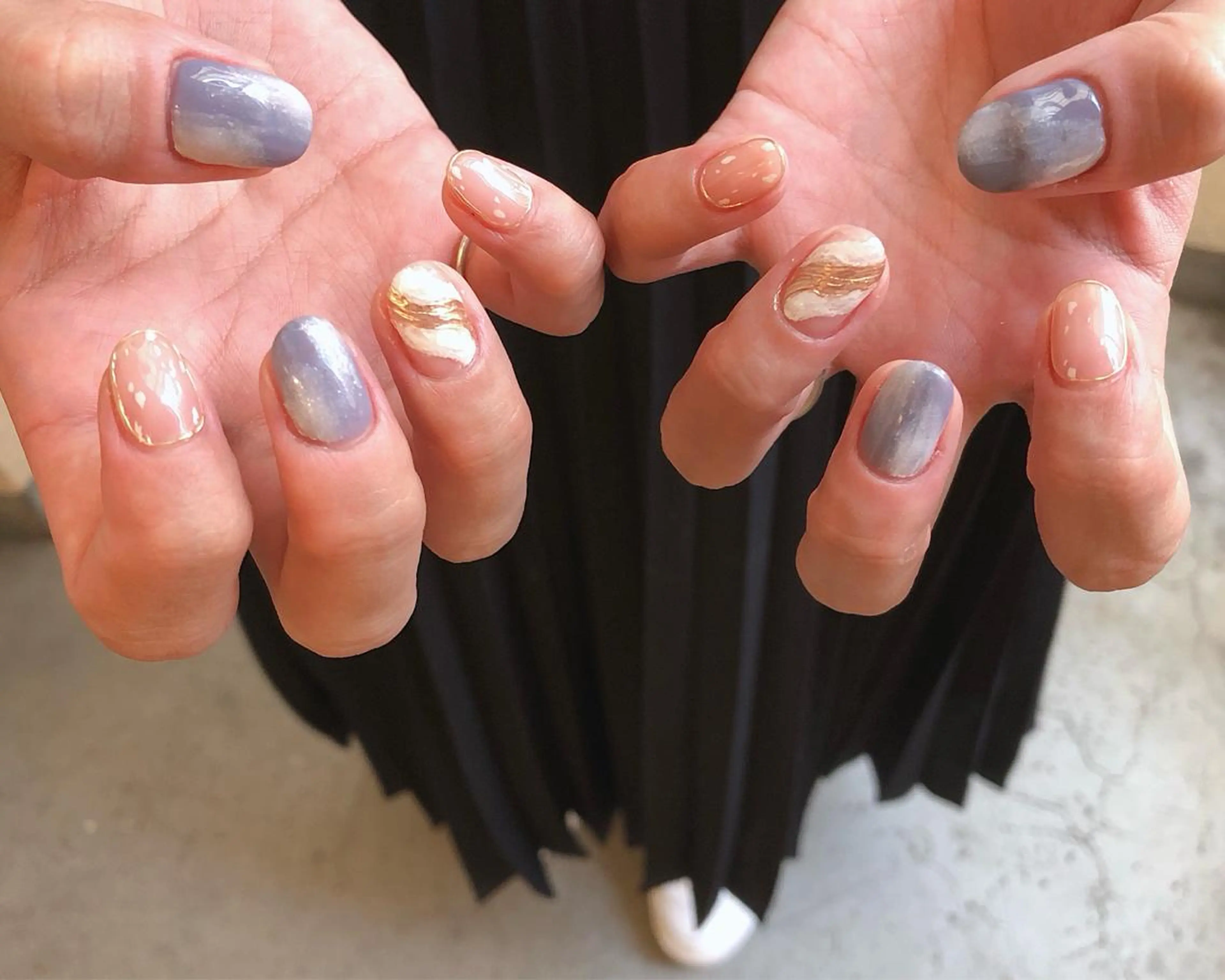 ネイル ブルー ハンドネイル saki_ nail heronのネイルデザイン