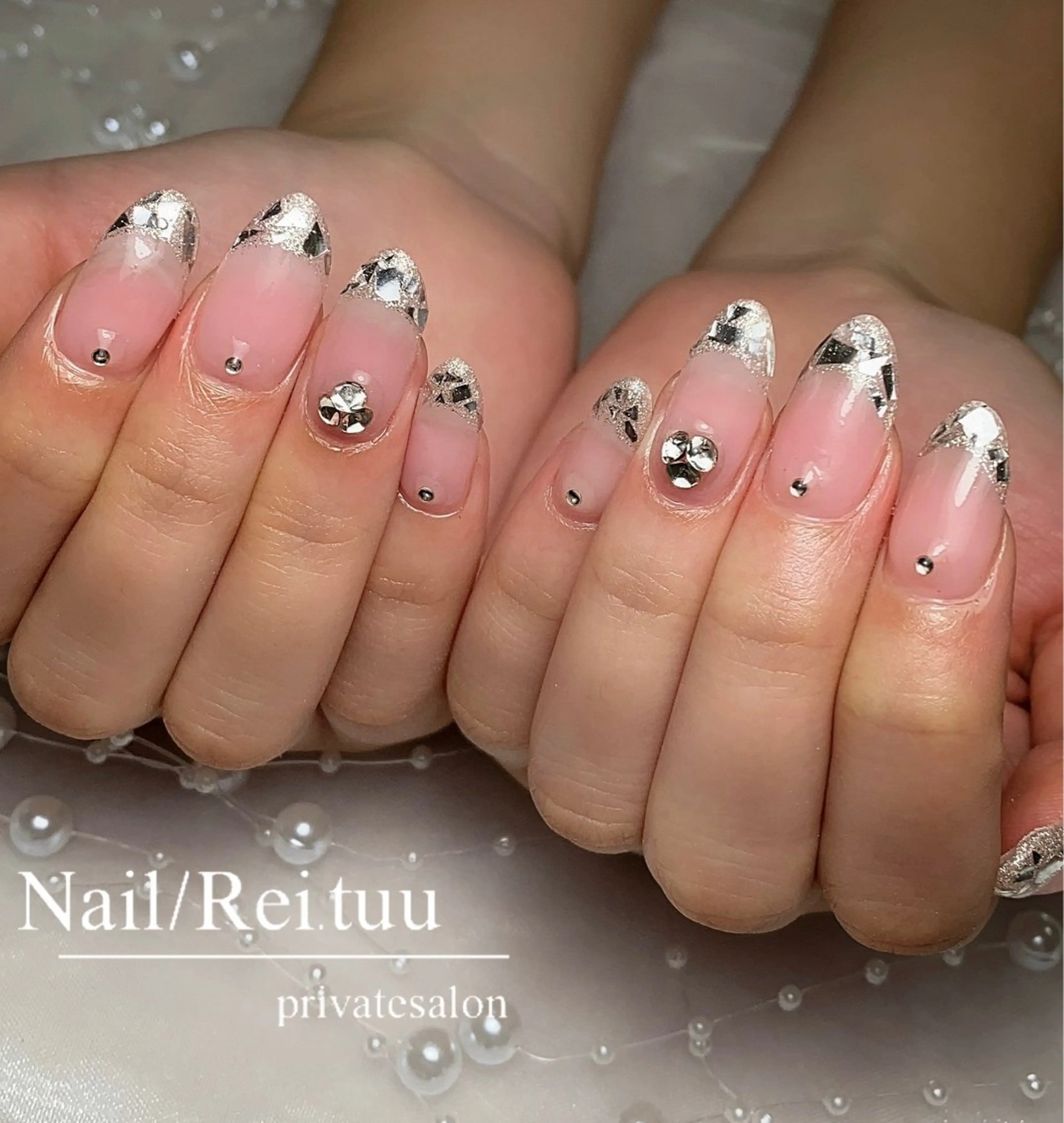 ネイル チークネイル フラッシュネイル フットネイル フレンチネイル ガラスフレンチ Nailsalon / Rei.tuuのネイルデザイン