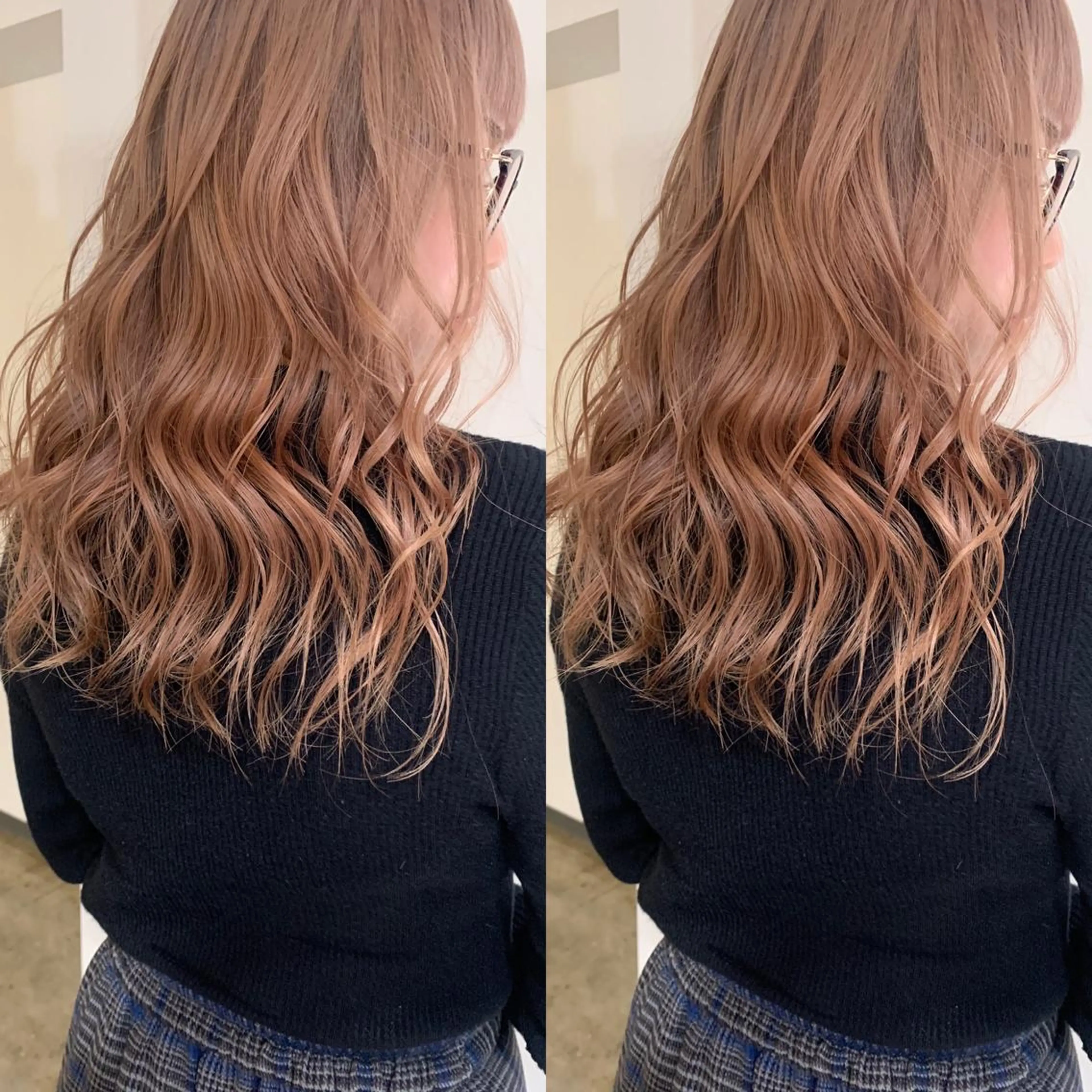 セミロング カラー ベージュカラー ✨艶ブリーチカラー ✨四ノ宮裕己のヘアスタイル
