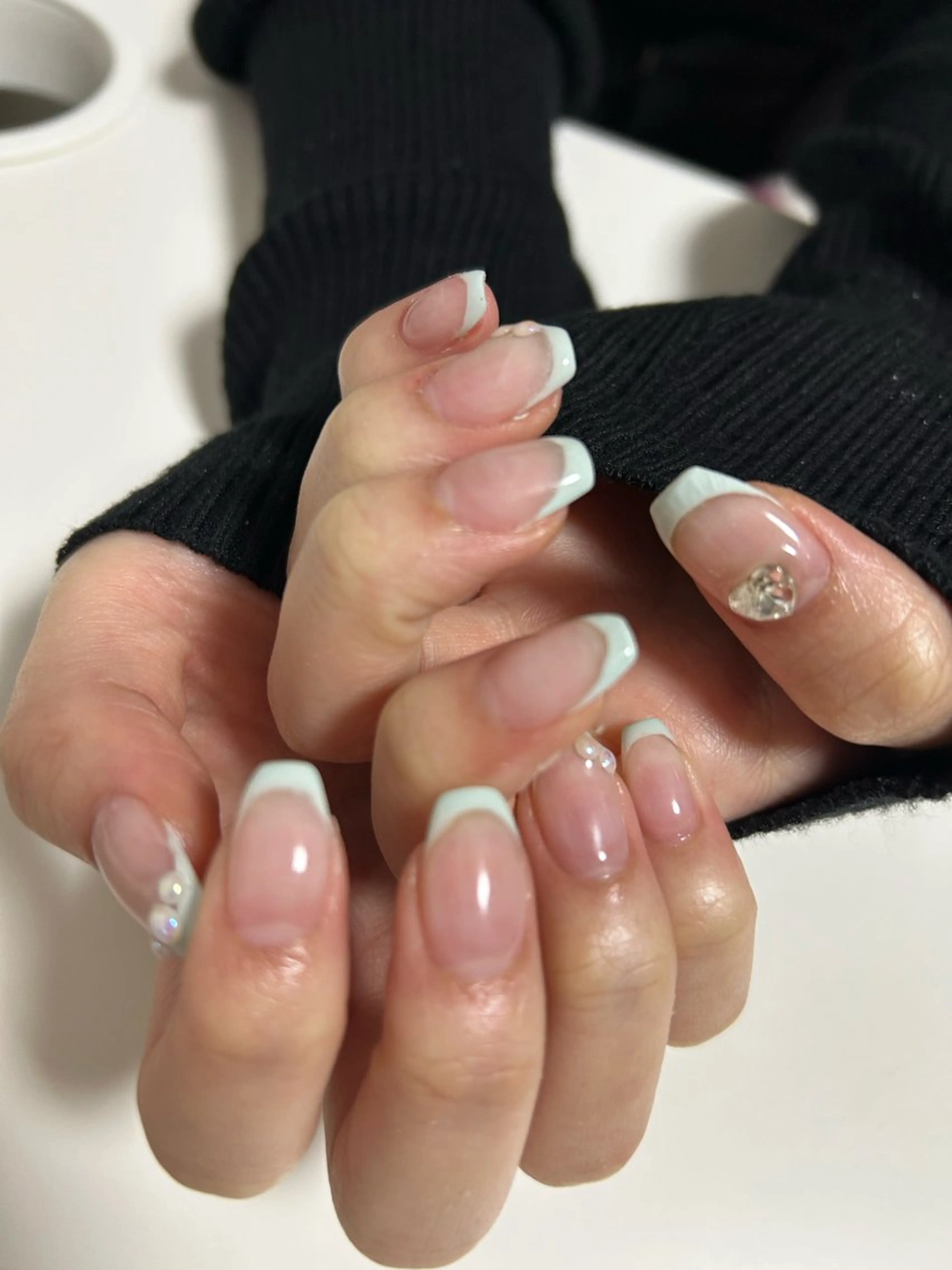 ネイル フレンチネイル 水色 ハンドネイル 自宅サロン♡ Mamiのネイルデザイン