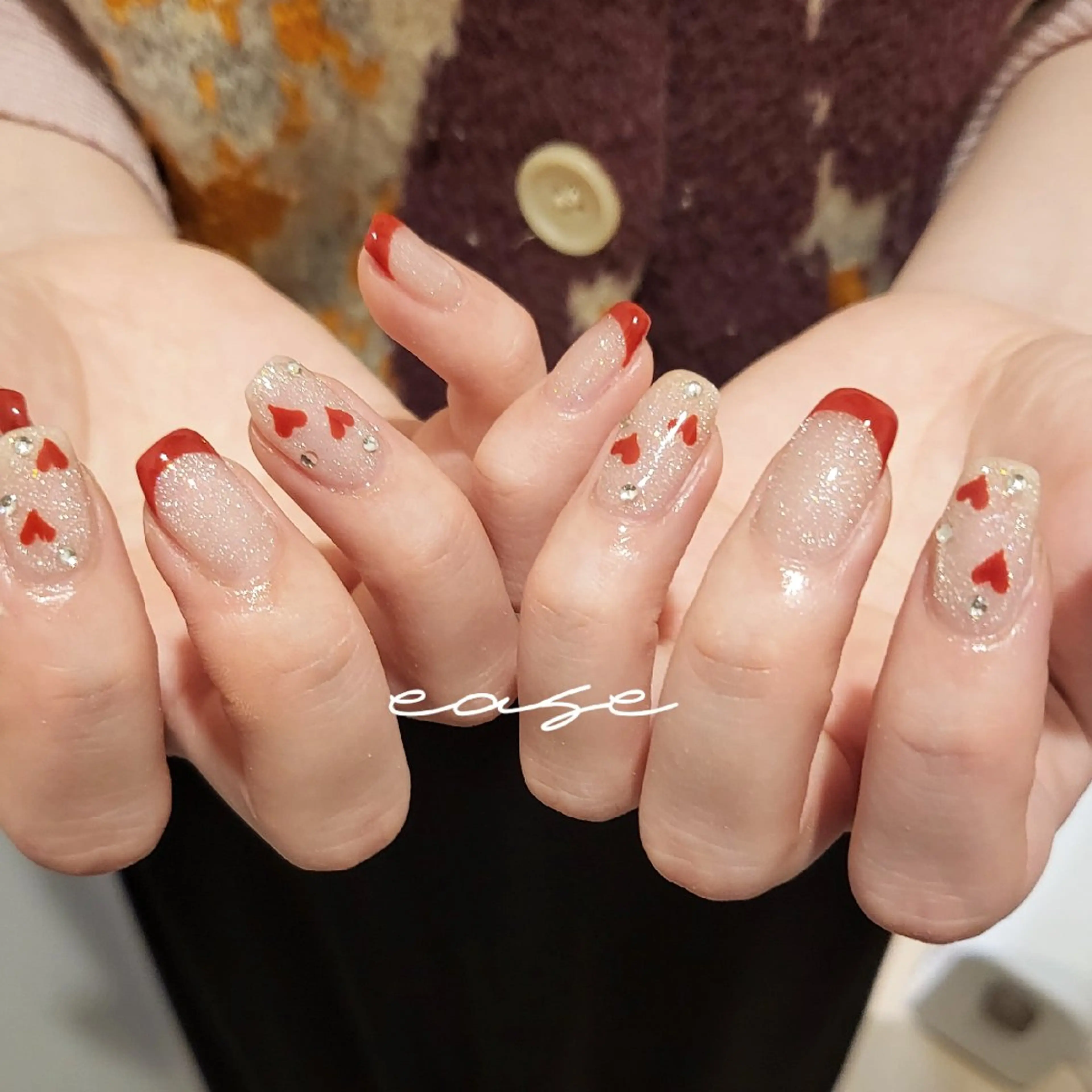 メンズ ネイル メンズ韓国風 フレンチネイル ハート 韓国ネイル ハンドネイル フットネイル ハンドケア ChouChou  NAILSALONのネイルデザイン