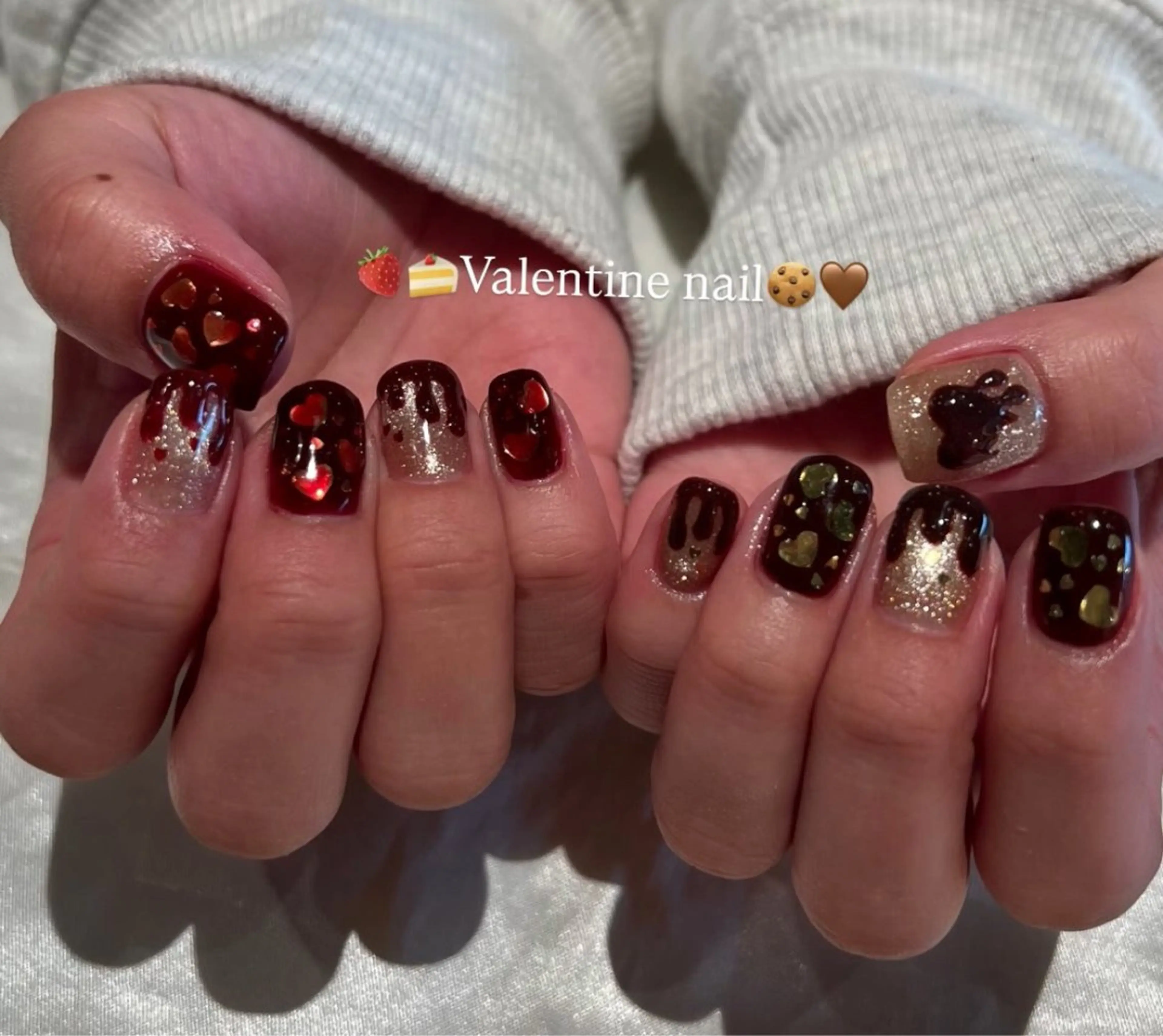 ネイル バレンタイン ハンドネイル ウエチ ノリカ🐸のネイルデザイン