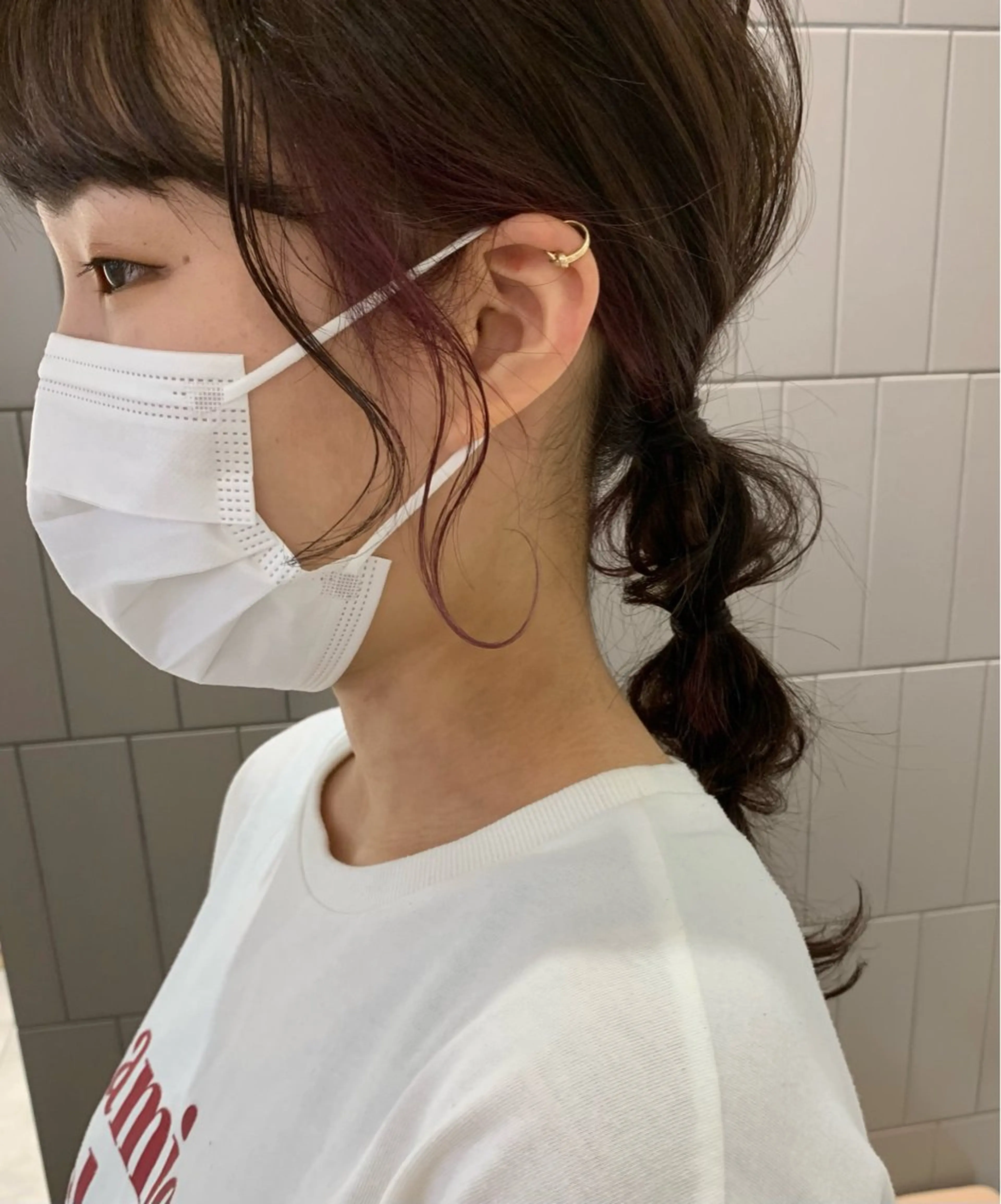セミロング カラー カシス ヘアカラー 鈴木由衣 /ショート/艶カラーのヘアスタイル
