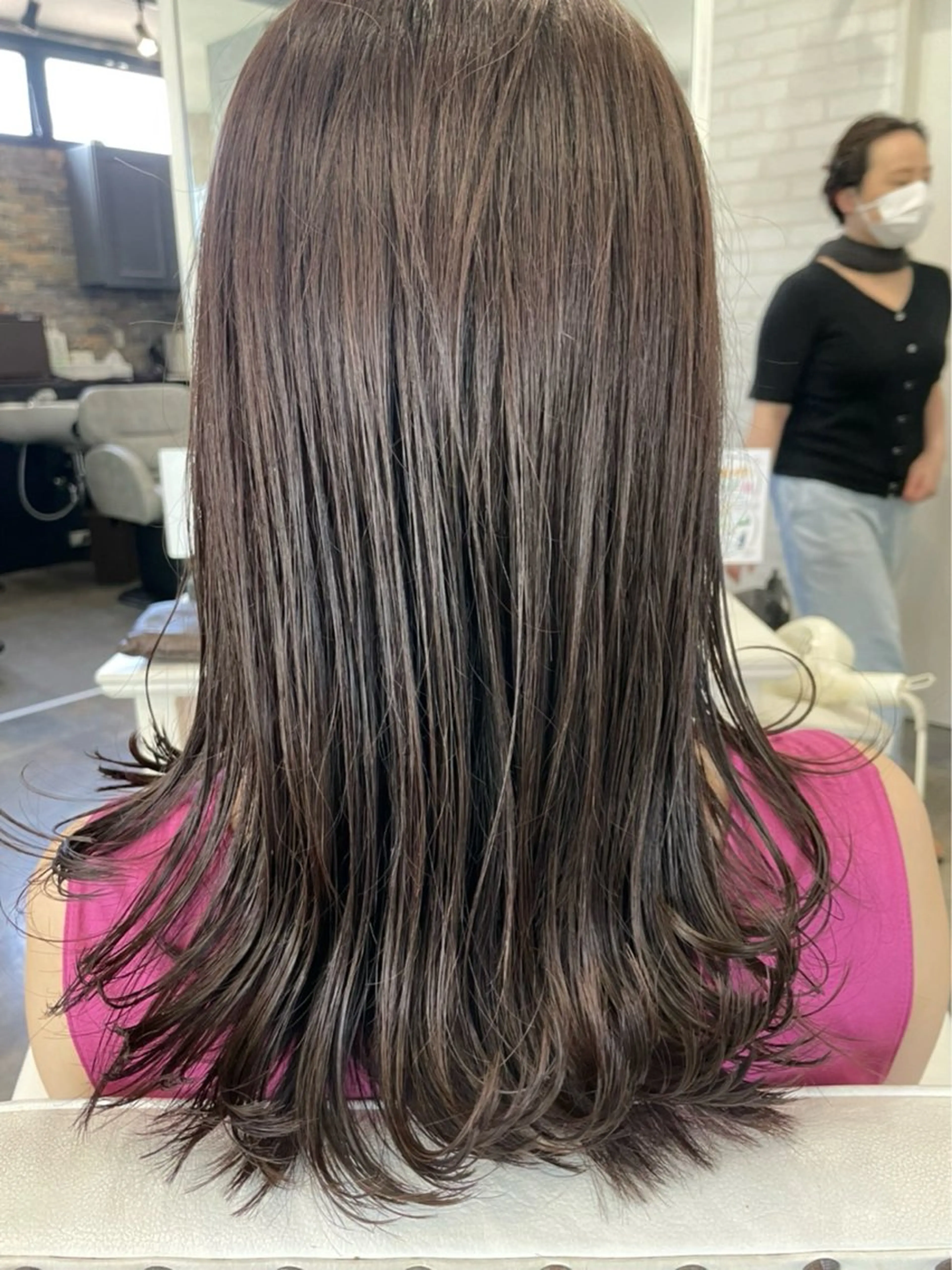 セミロング セミロングパーマ ミストバング ボブ ハイライト 髪質改善 髪質改善/縮毛矯正/ 美髪/個室/ハラのヘアスタイル