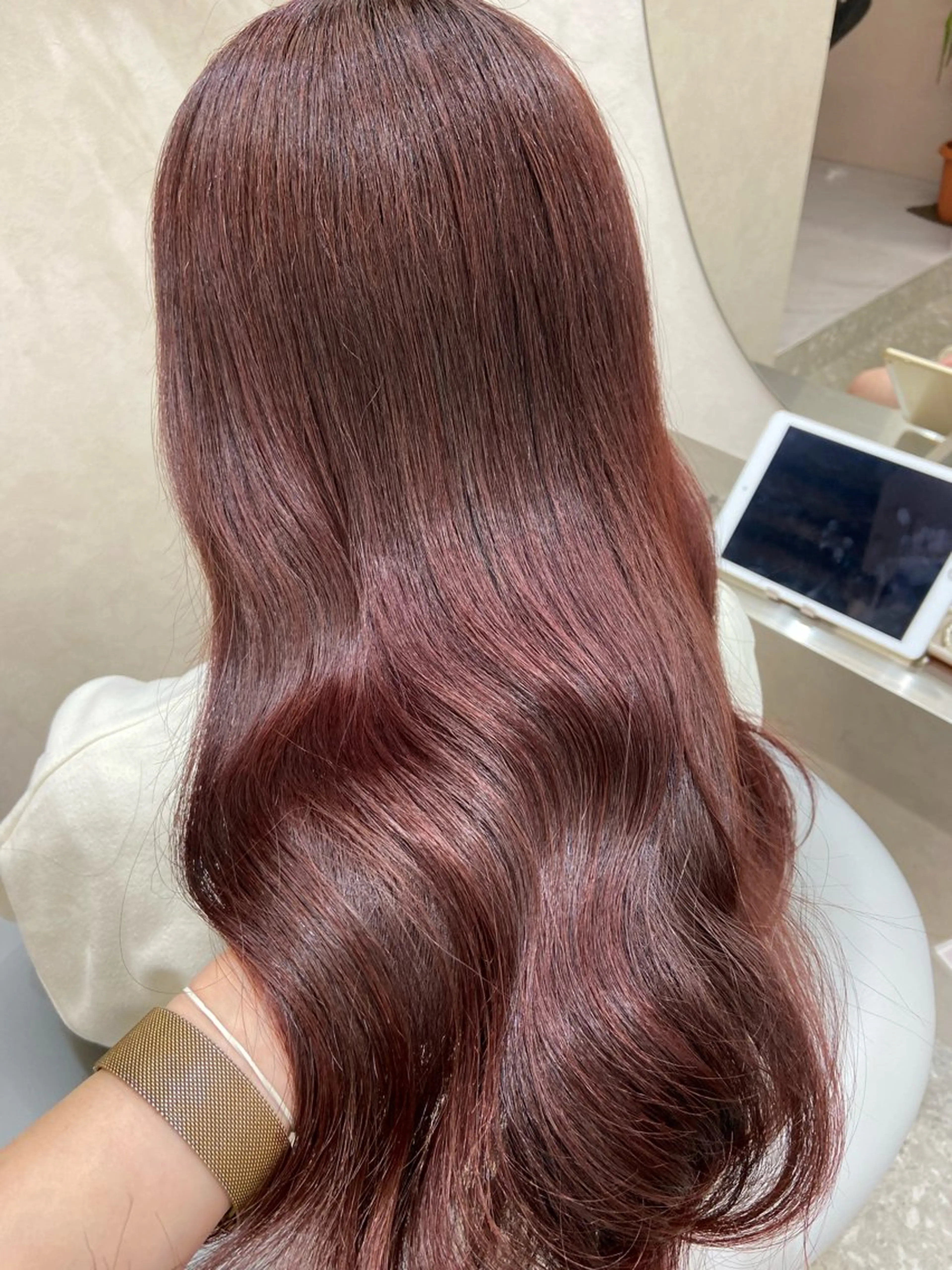 ロング カラー ブリーチ ブラウンカラー ブリーチなしカラー ピンクカラー ピンクブラウン カット ヘアカラー トリートメント 新宿/韓国ヘア 中明度カラー/かやのヘアスタイル