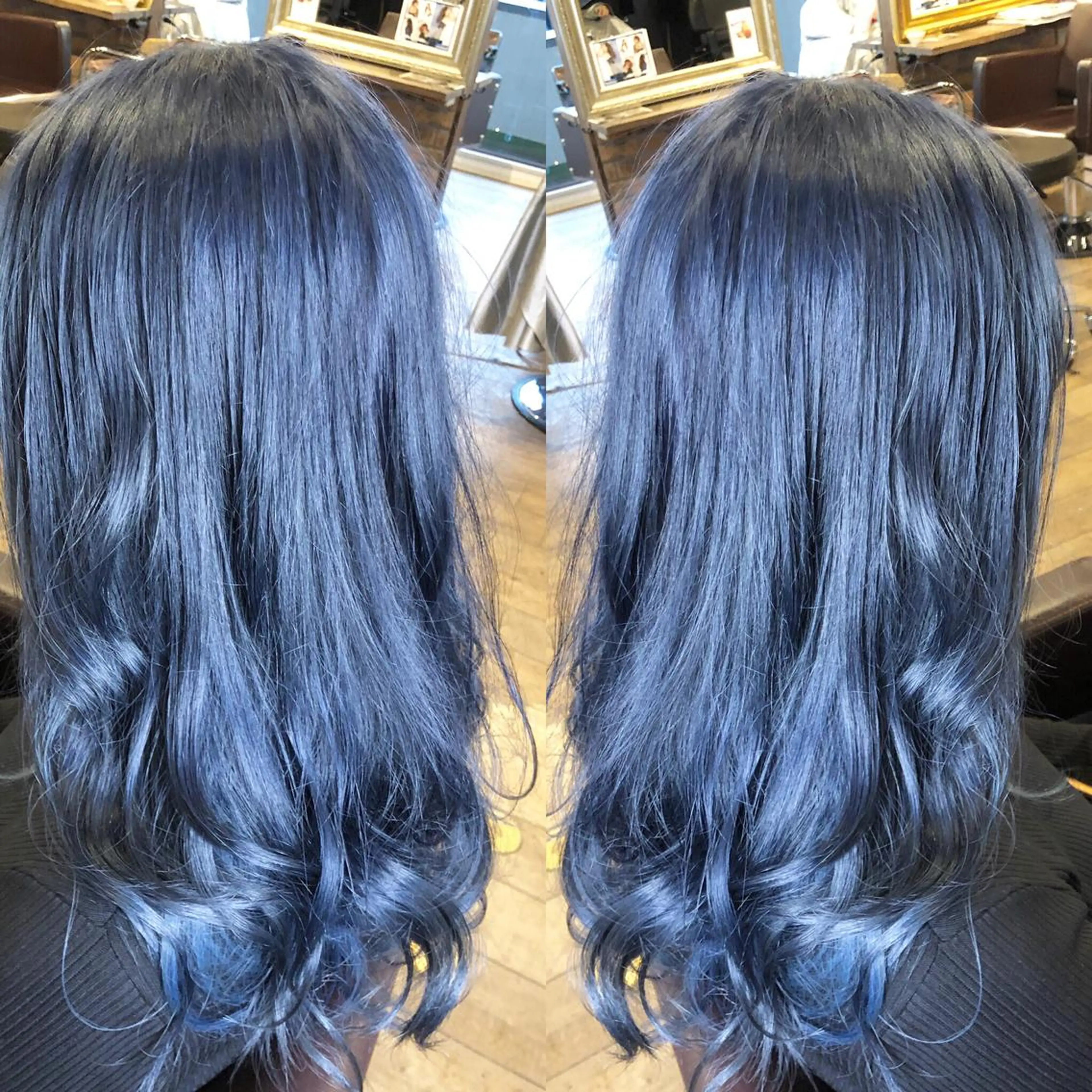 セミロング カラー ブリーチ ブルーカラー ネイビーカラー ヘアカラー JILBLAN京都 ショート/ハイライトのヘアスタイル