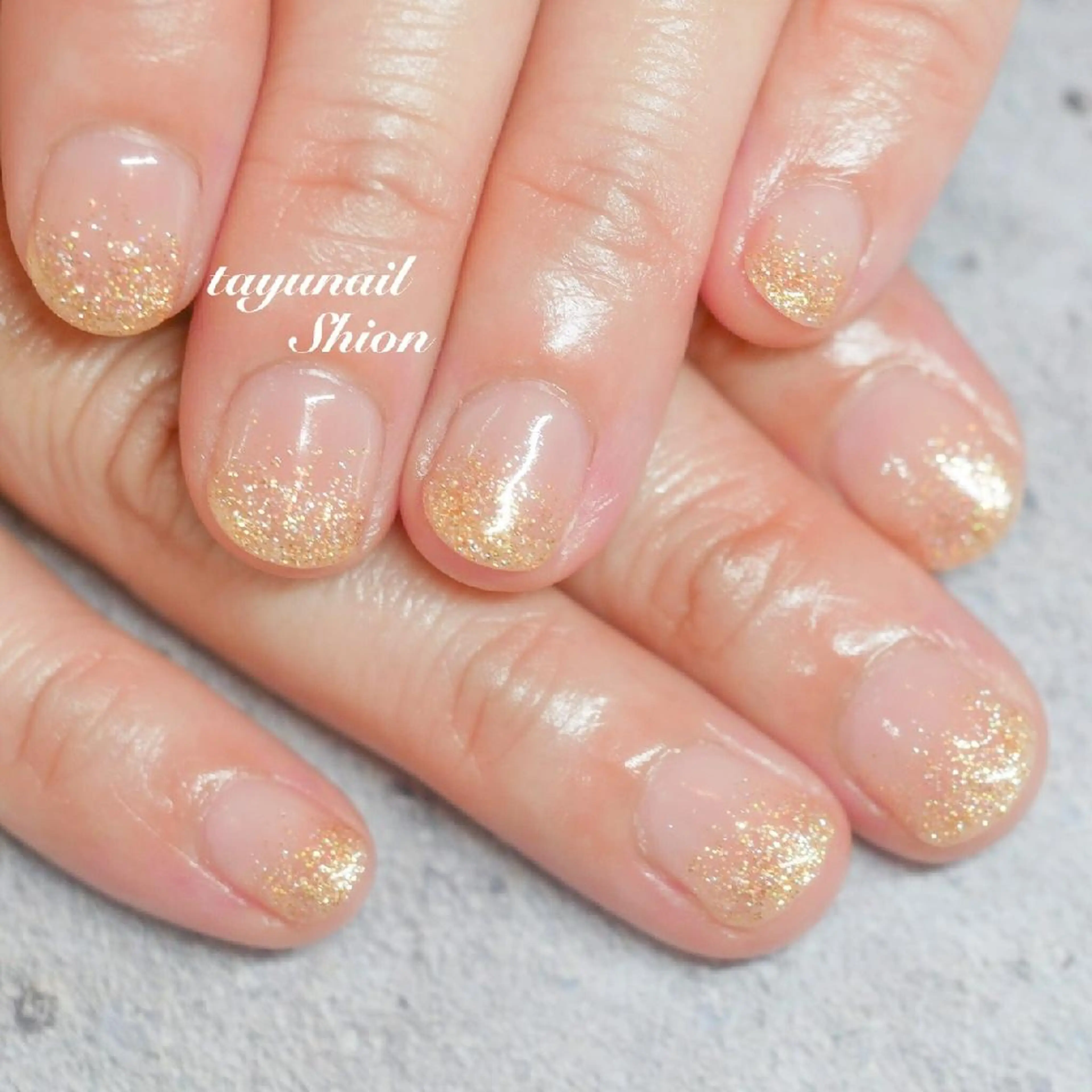 ネイル ブルー クリアネイル ジェルネイル グラデーション キラキラネイル ネイルサロン 【たゆnail】のネイルデザイン