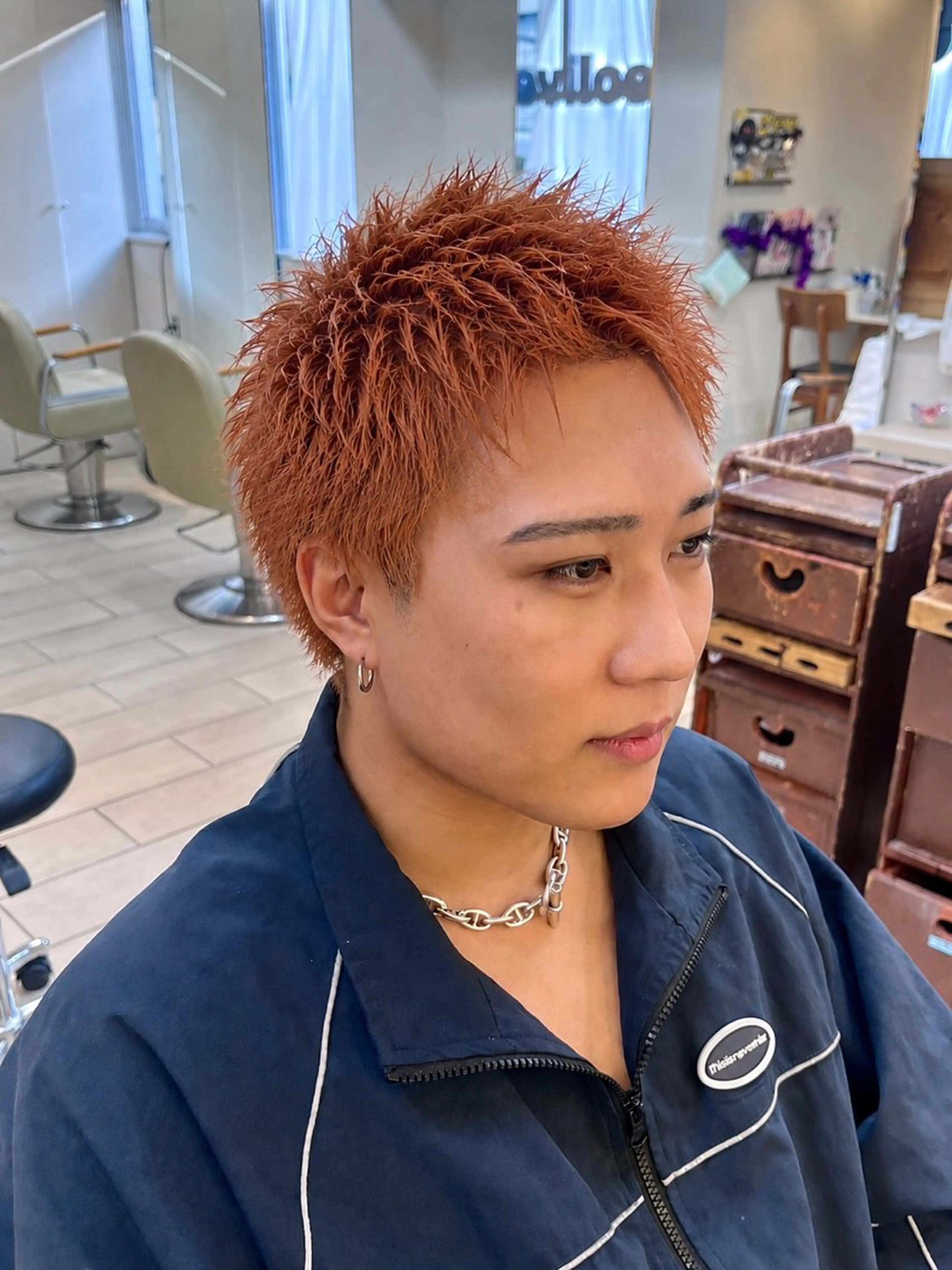 カラー メンズ メンズハイトーン スパイキーショート ハイトーンカラー オレンジ カット ヘアカラー 🌞塙　湧貴🌞 スパイキーショートのヘアスタイル