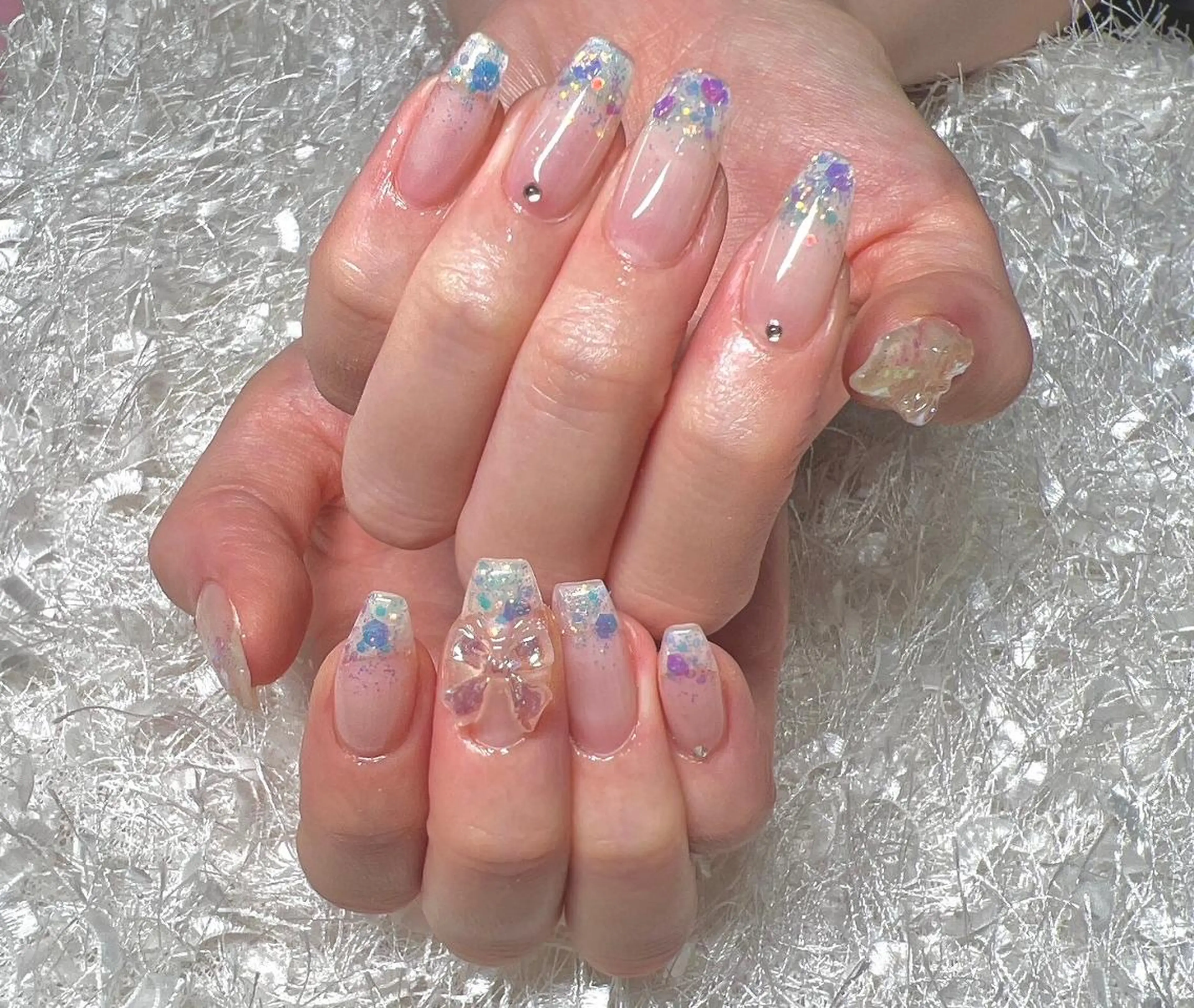 ネイル 長さ出し フレンチネイル ジェルネイル グラデーション 韓国ネイル ハンドネイル Nail&eye Belire 新宿のネイルデザイン