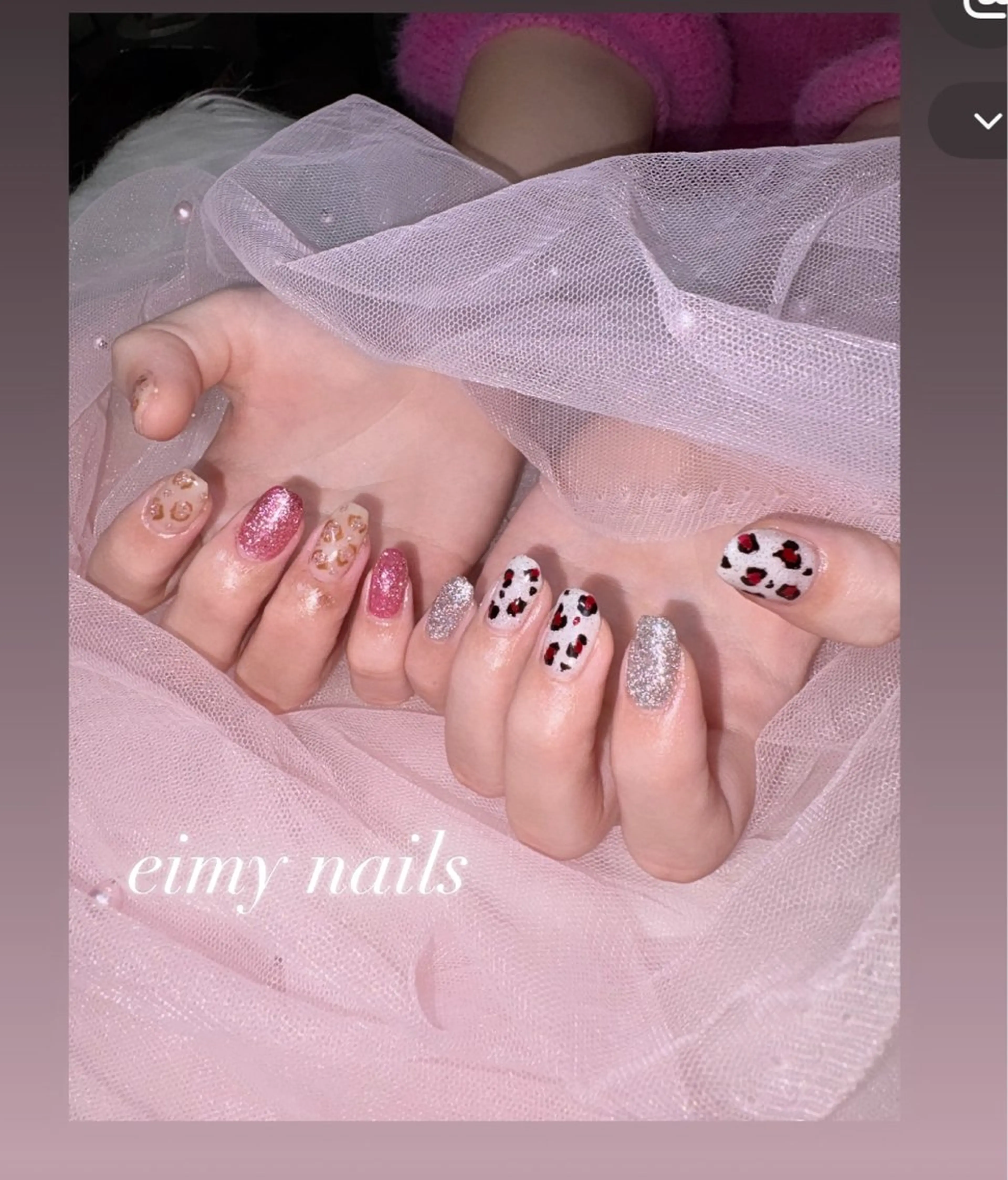 ネイル アニマル柄 アートネイル フラッシュネイル ラメ(グリッター) 持ち込み ハンドネイル eimy nails♡のネイルデザイン