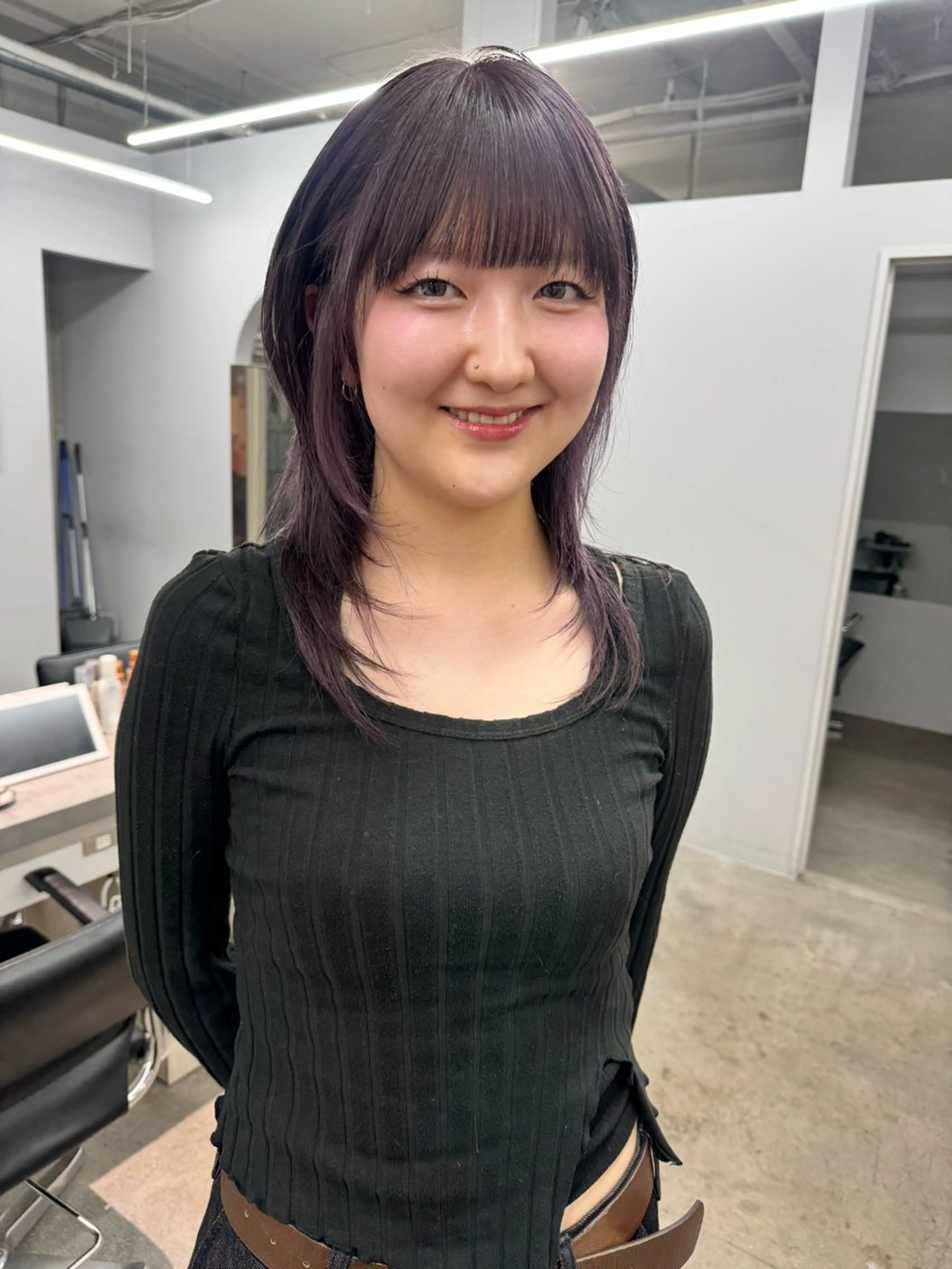 ミディアム ハッシュカット ヘアカラー トリートメント ✨ブリーチ/顔周り レイヤー¦YUKA✨のヘアスタイル