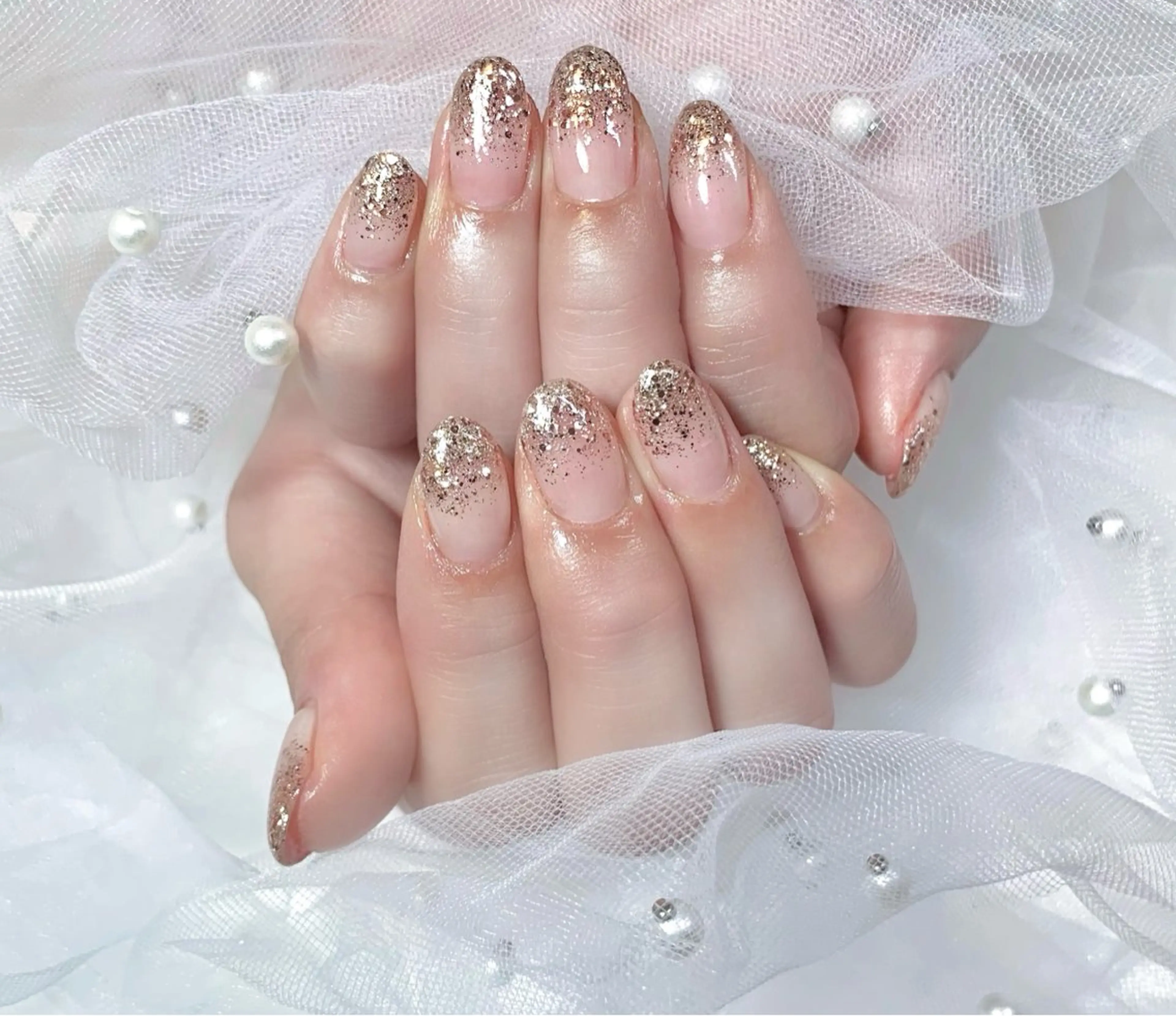 ネイル グラデーション 韓国ネイル ラメ(グリッター) ラメグラデーション ワンカラーネイル Chat noir所属・【chatnoir】 MIYUのネイルデザイン