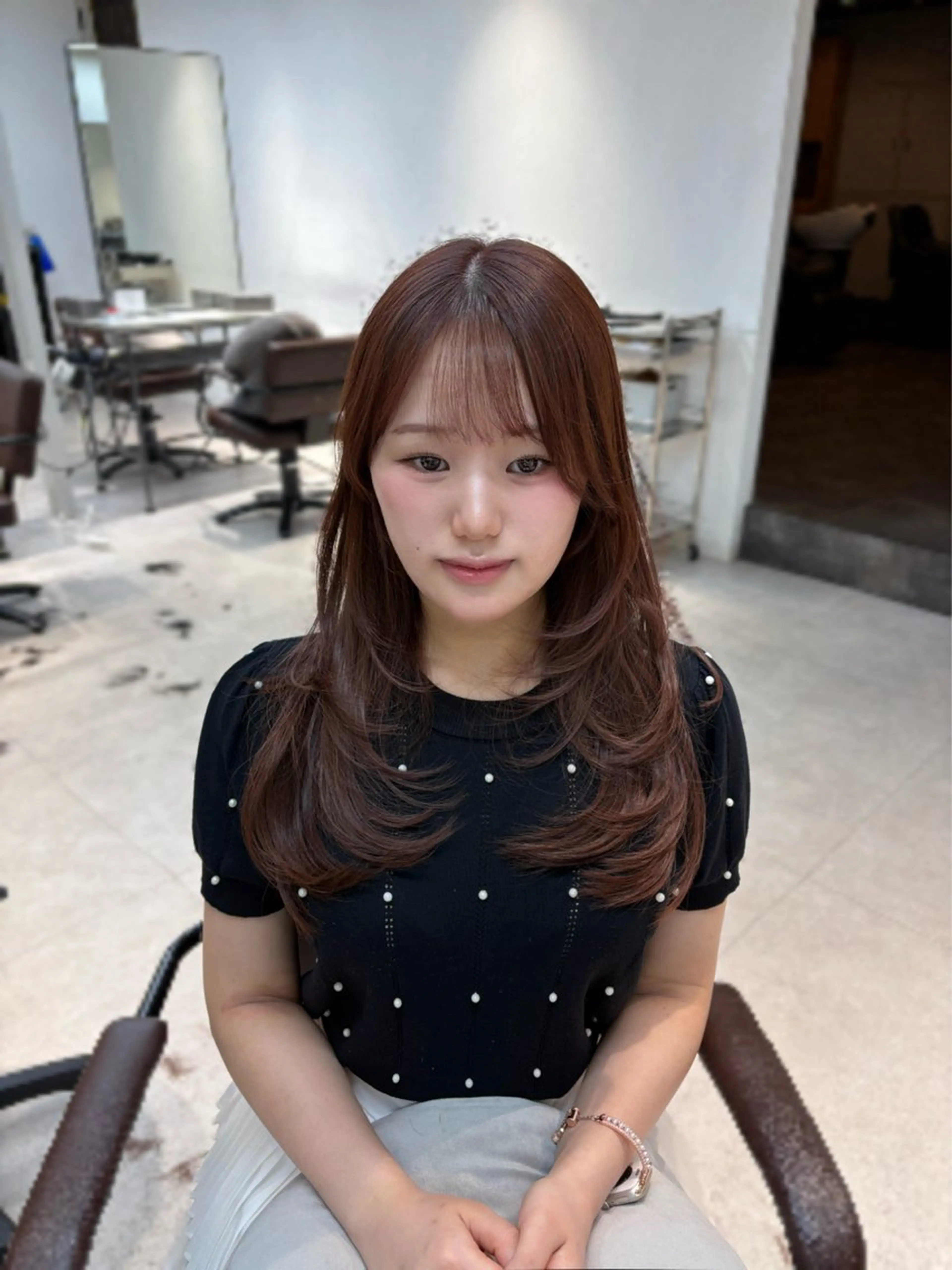 ロング カラー カット ヘアカラー ninaアイドル前髪 ×透明感🎀のヘアスタイル