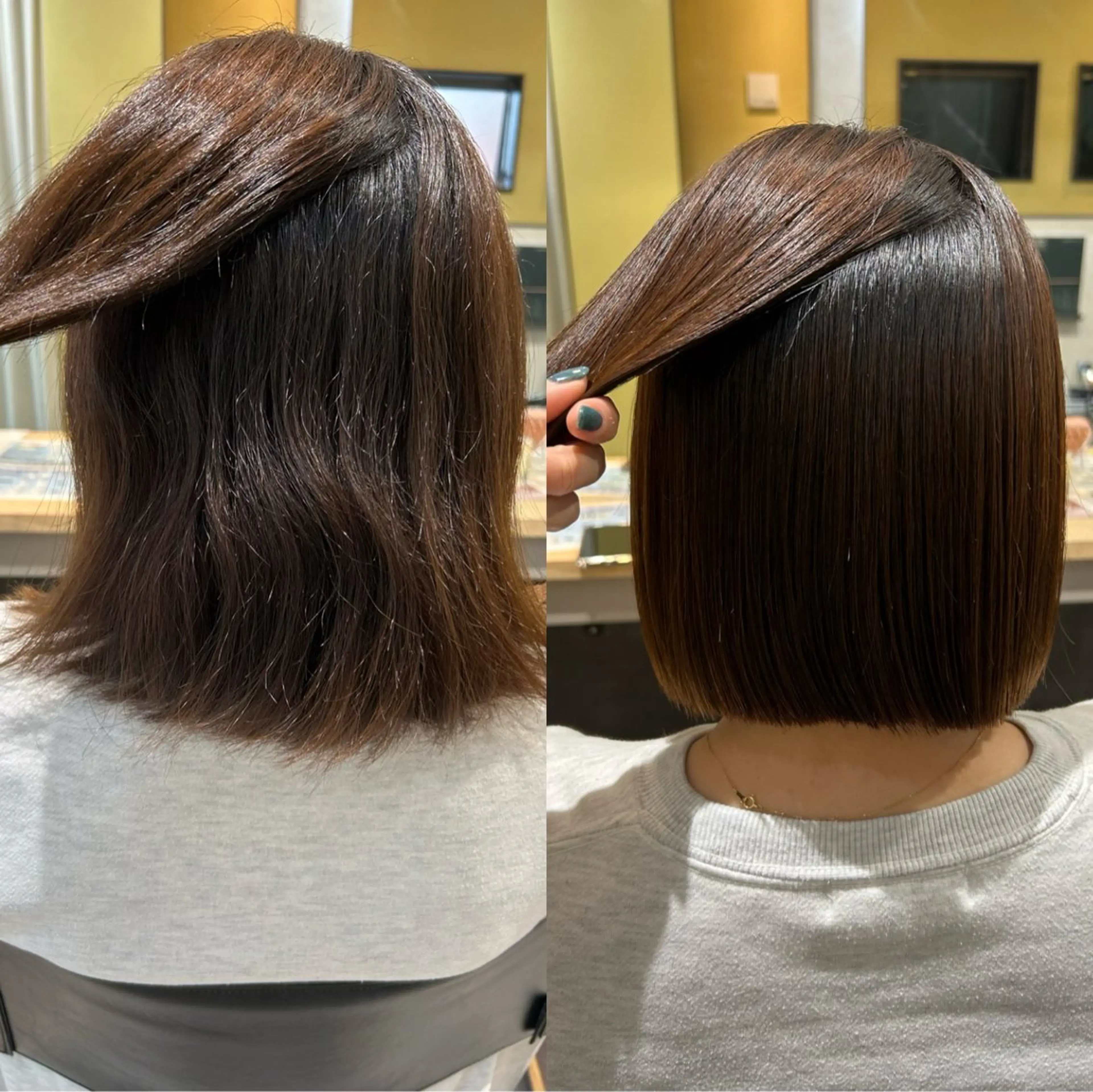 【ミニモ学割🌸】縮毛矯正・カット・クイックトリートメント #レイヤー #ボブ #韓国ヘアの写真