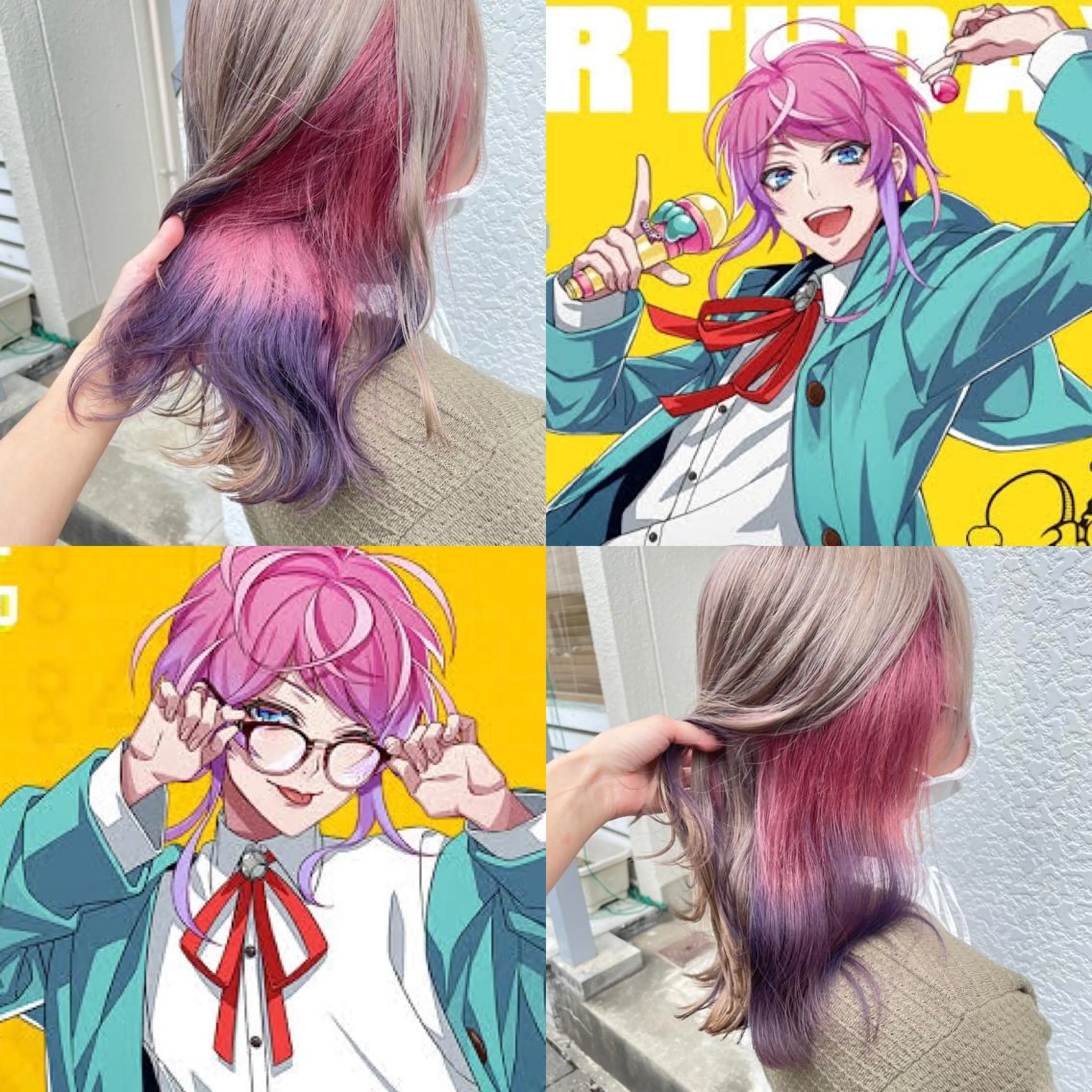 セミロング カラー ダブルカラー インナーカラー インナーカラー 推し ブリーチ  髪質改善のヘアスタイル