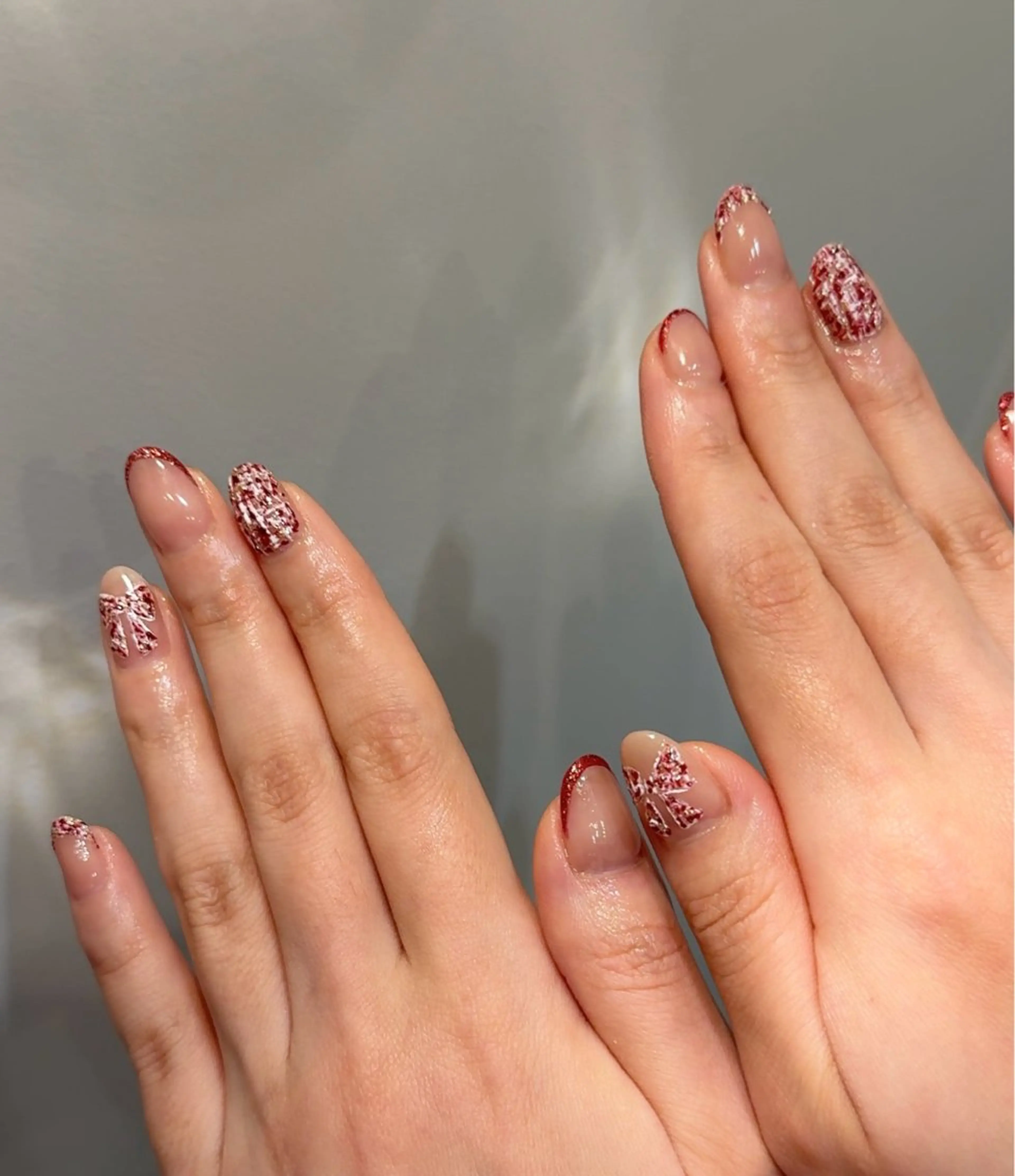 ネイル ボルドー ツイードネイル nail Latteのネイルデザイン