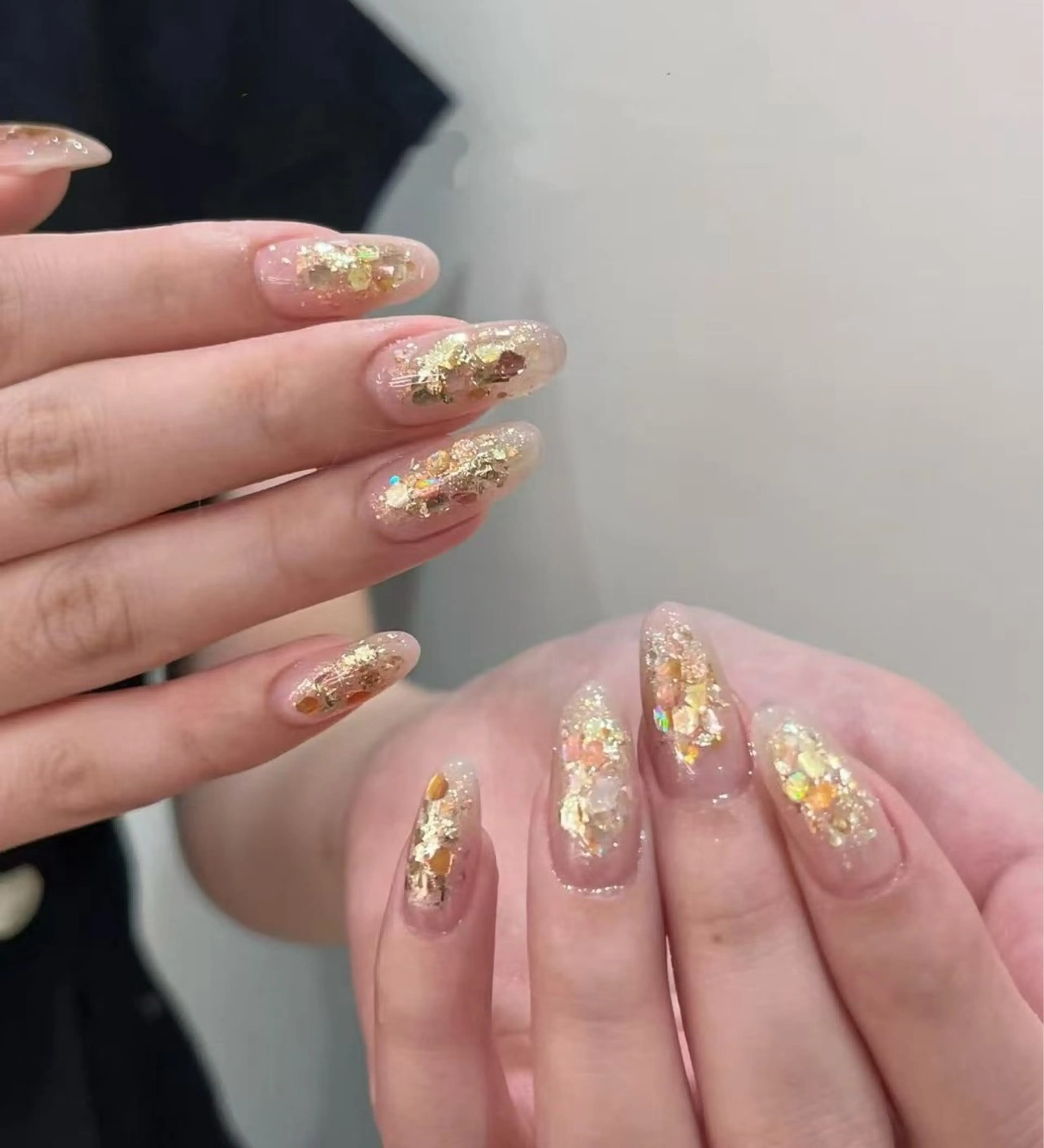 ネイル フラワーネイル フレンチネイル ジェルネイル ガラスフレンチ ハート ハンドネイル BabyYouMi nailのネイルデザイン
