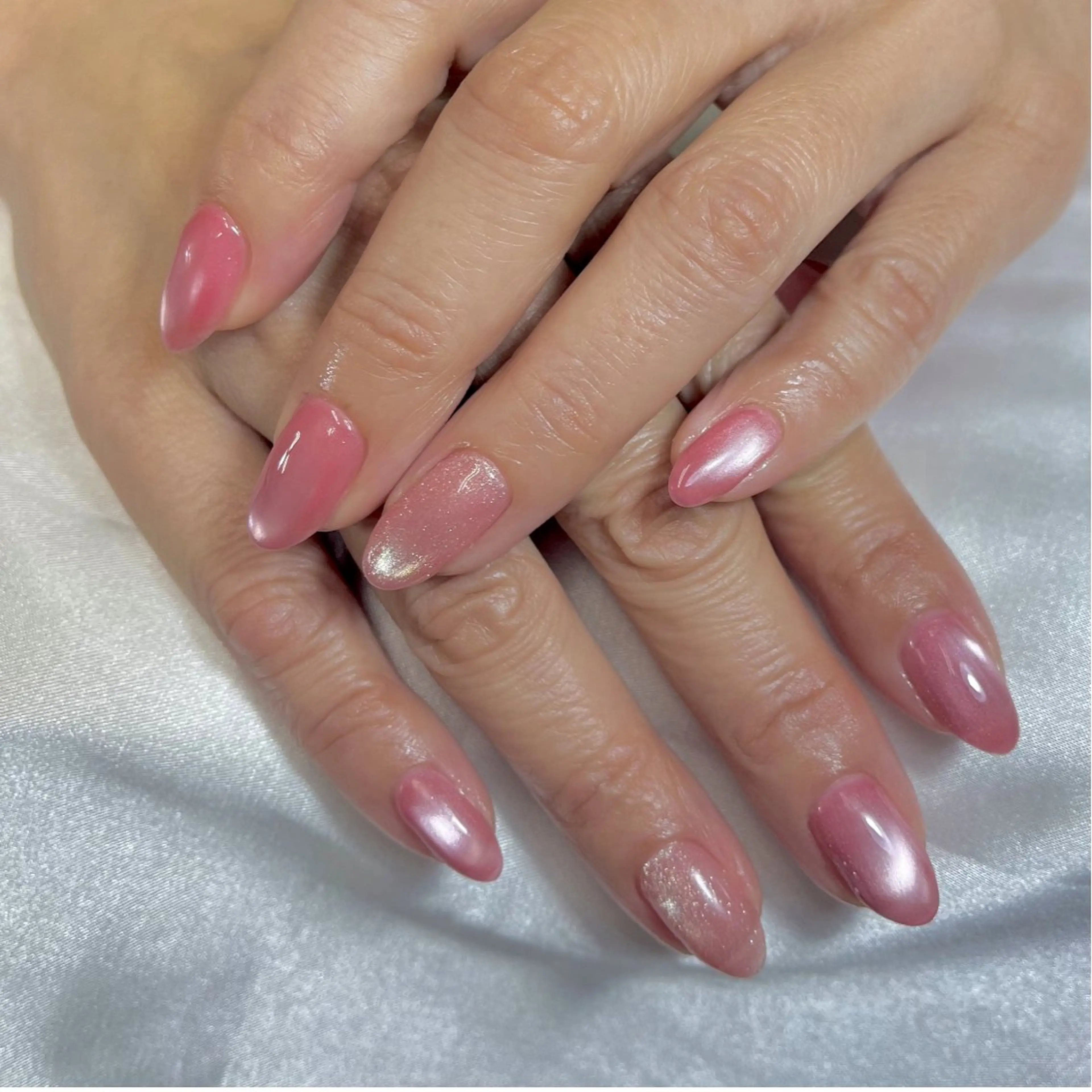 ネイル チークネイル 桜ネイル 長さ出し フットネイル ジェルネイル ハンドネイル Maika's nailのネイルデザイン