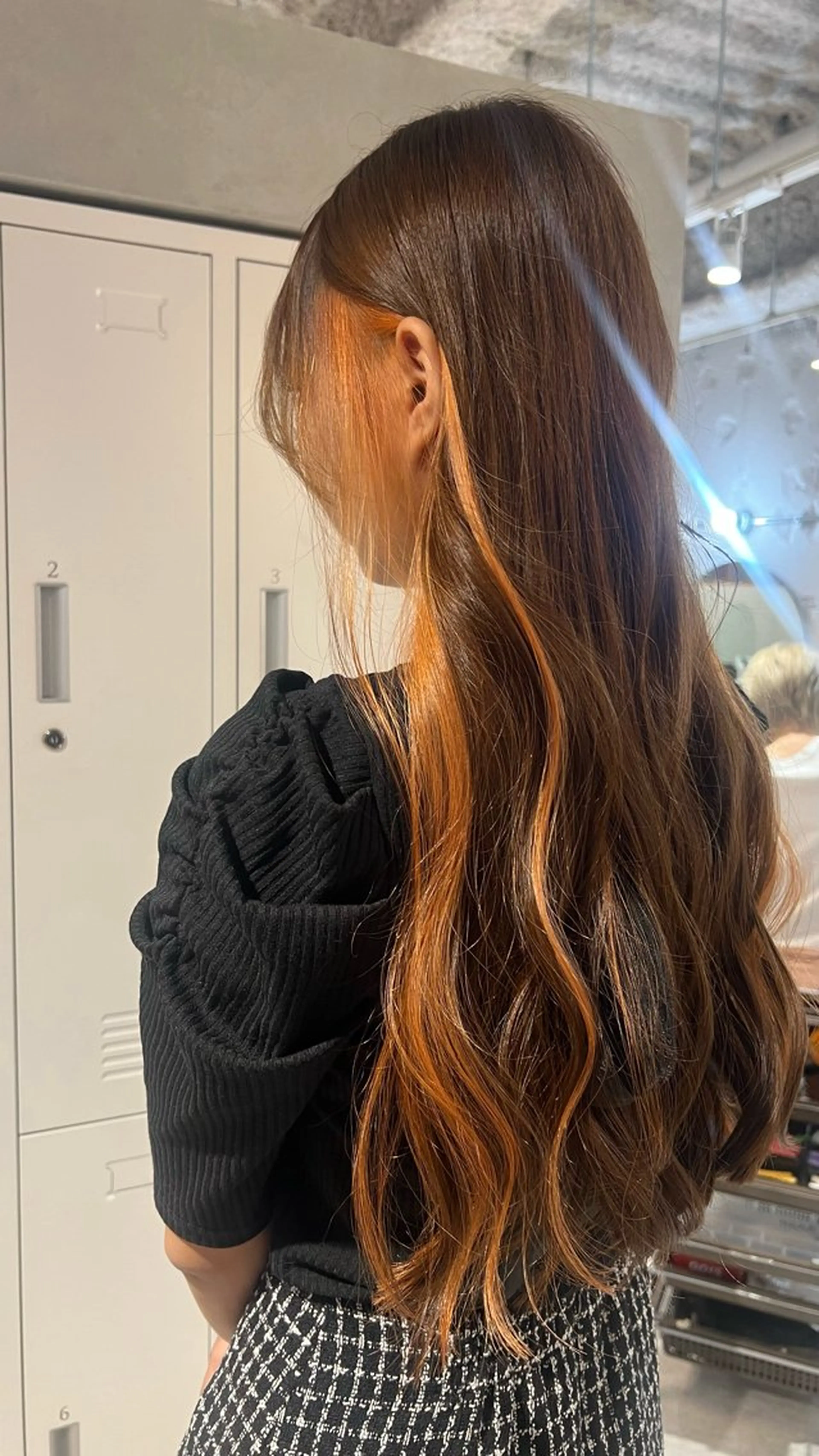 ロング カラー ブラウンカラー イヤリングカラー オレンジ 🎀 夏秋🎀のヘアスタイル