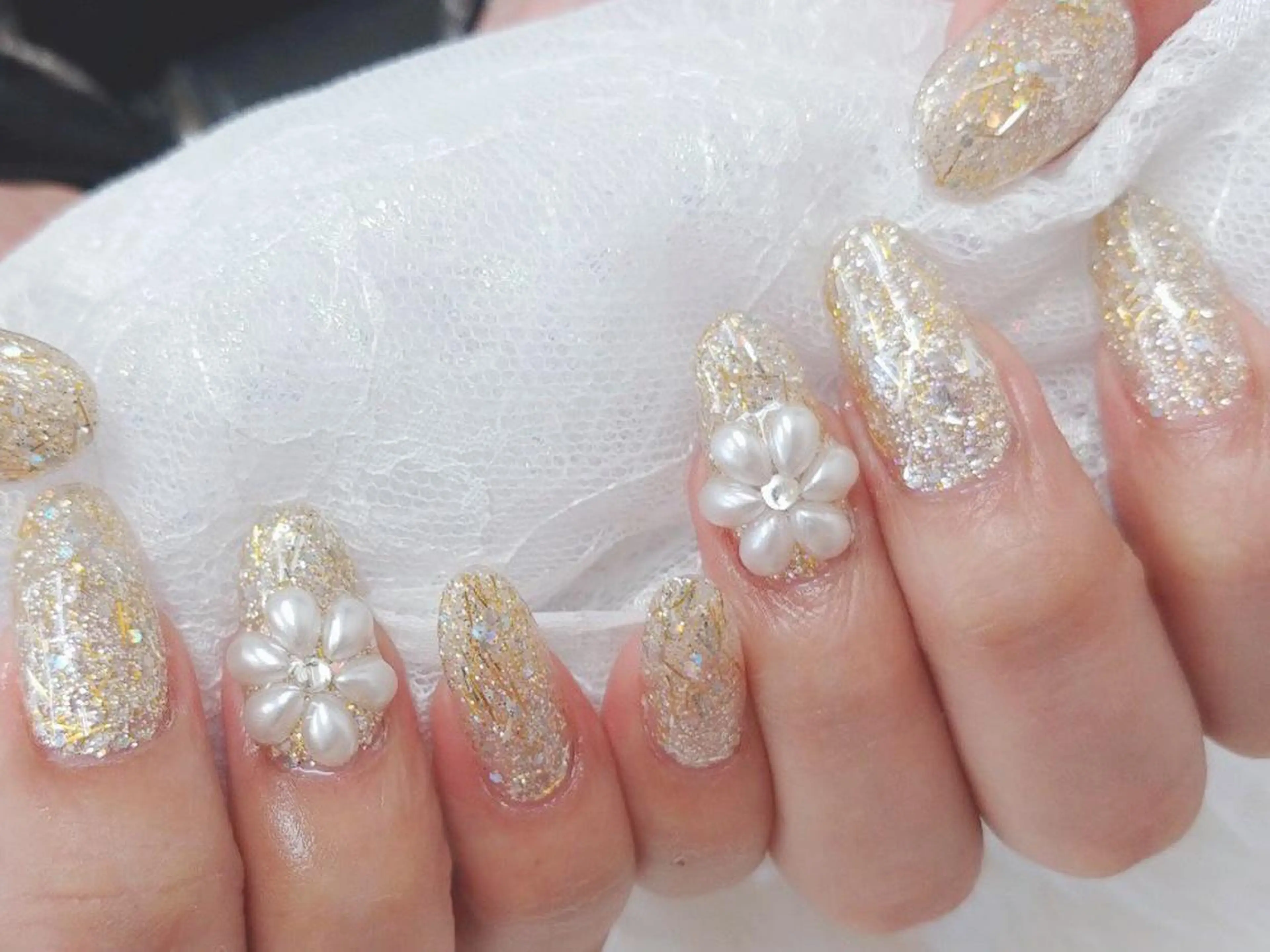 ネイル フラワーネイル ラメ(グリッター) ハンドネイル Nail lieNのネイルデザイン