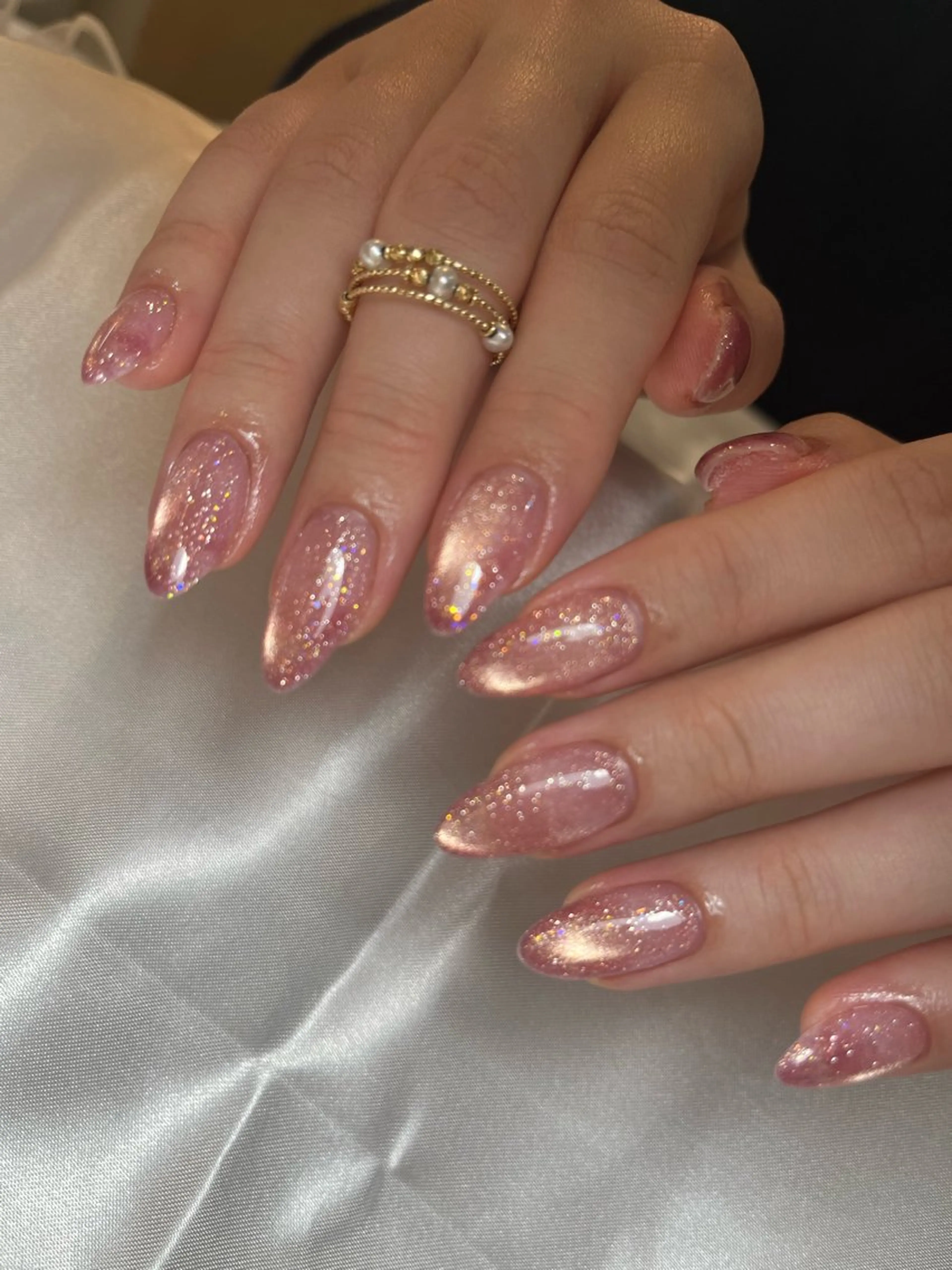 ネイル アートネイル チークネイル フラッシュネイル フレンチネイル ガラスフレンチ ハンドネイル Floria ユイのネイルデザイン