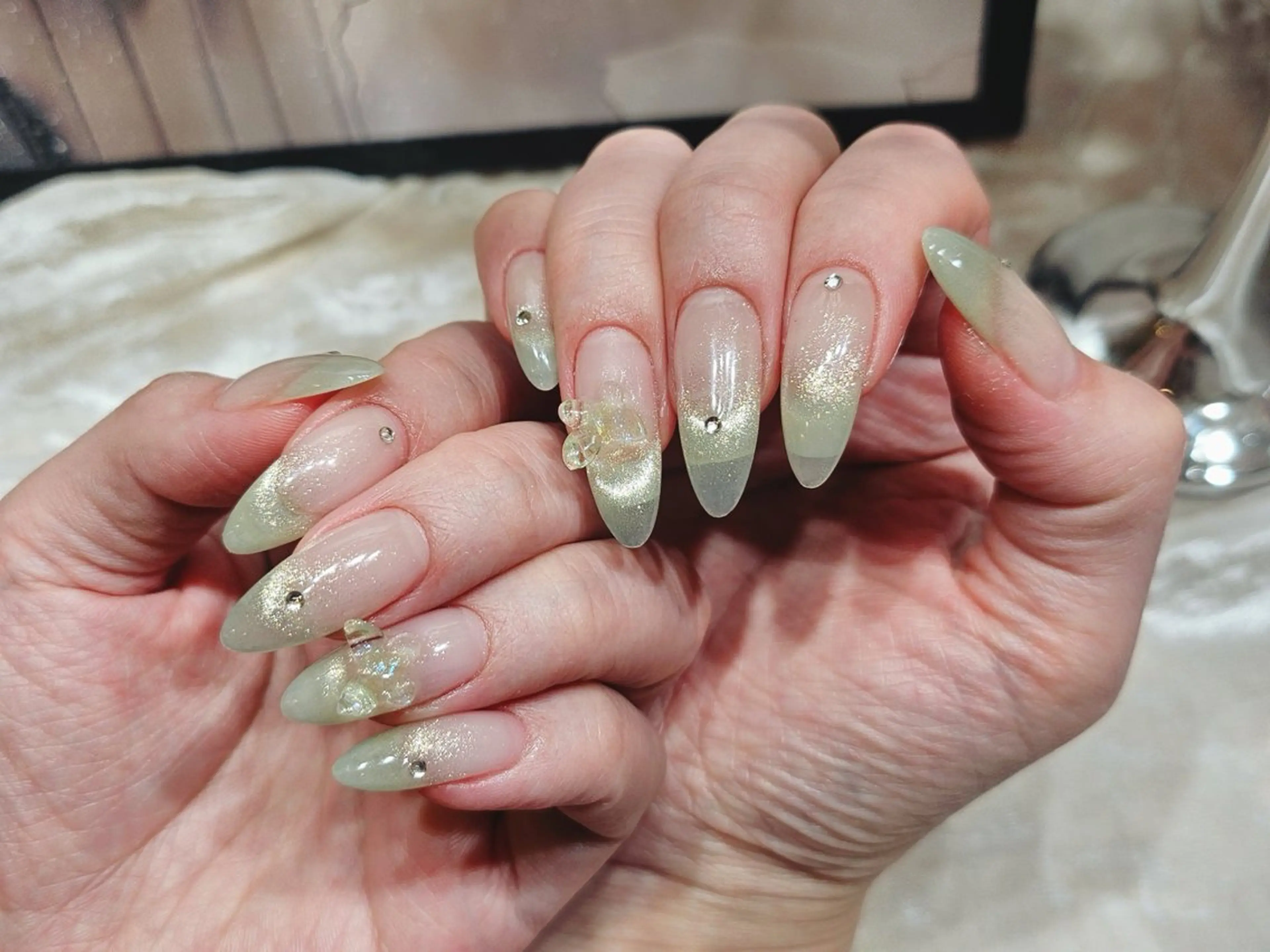 ネイル アートネイル フットネイル ジェルネイル ハート マグネットネイル babarla Nailのネイルデザイン