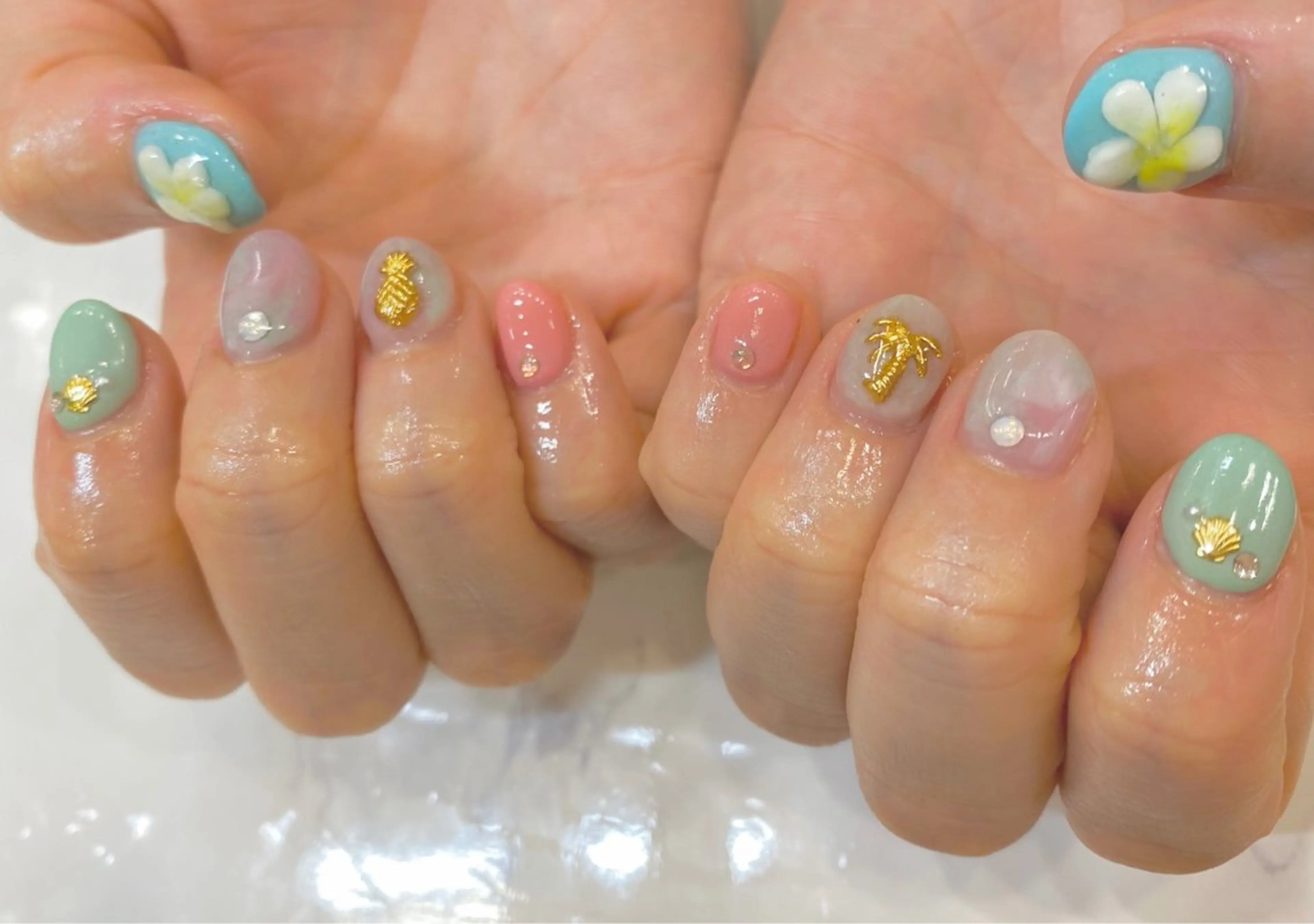 ネイル ジェルネイル マグネットネイル パラジェル リボン ワンホンネイル ハンドネイル 🌺 HIRAOKAのネイルデザイン