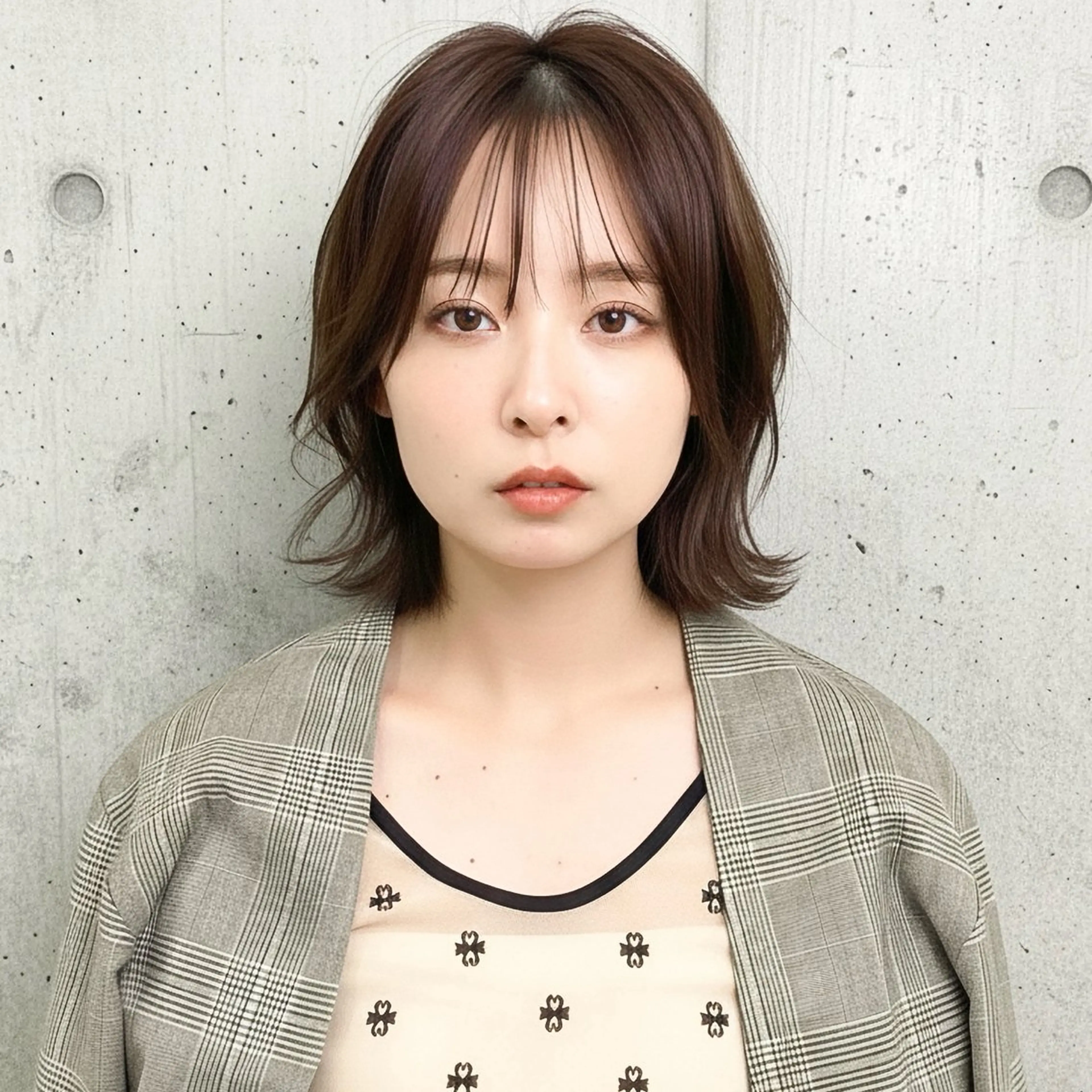ミディアム カット ヘアカラー ハッシュカット 田窪珠妃のヘアスタイル